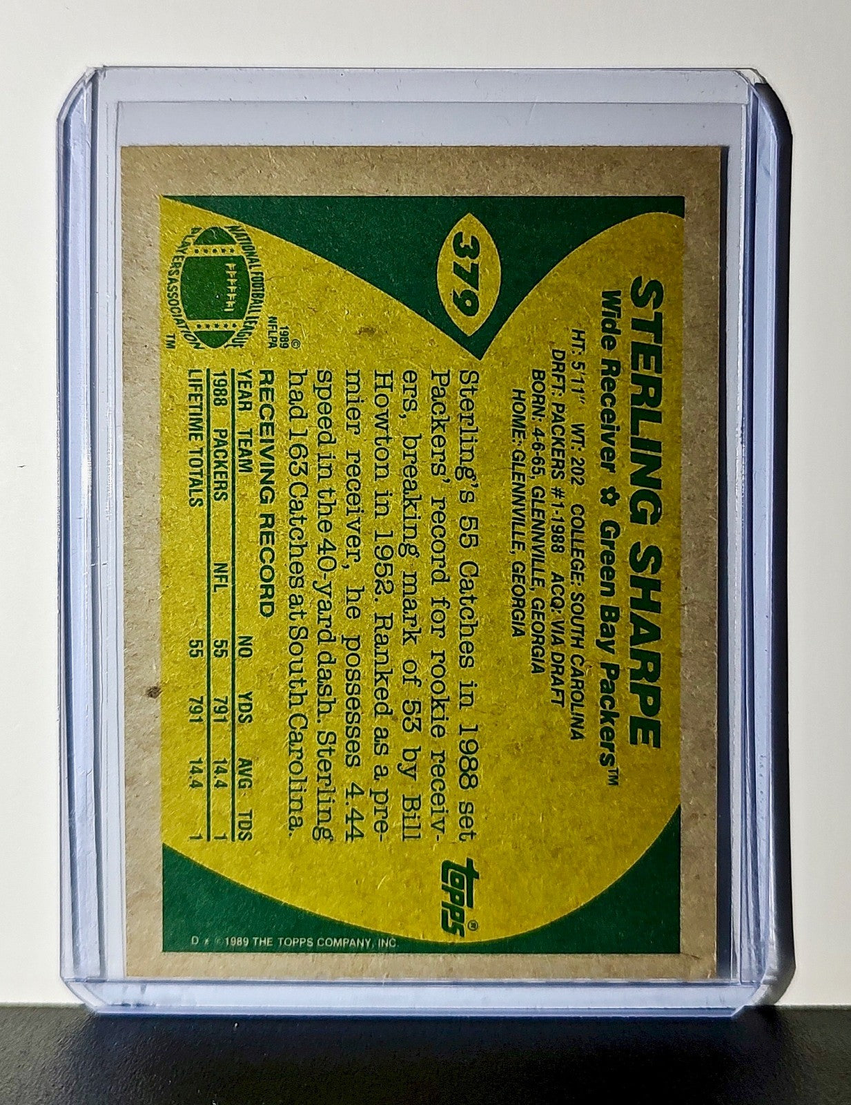 Sterling Sharpe 1989 Topps NFL #379 Card Green Bay Packers