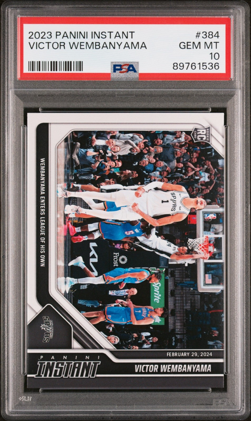 Victor Wembanyama 2023-24 Panini #384 NBA Rookie Card 1 of 2785 PSA 10 GEM MINT