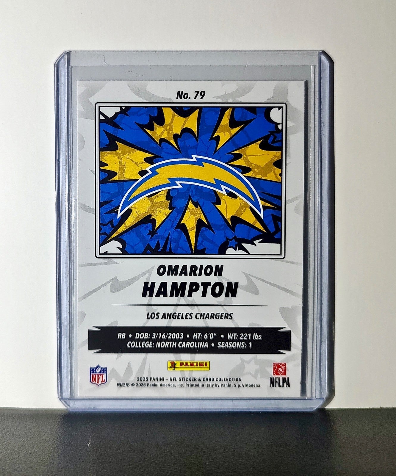 Omarion Hampton Rookie 2025 Panini NFL #79 Sticker Card Los Angeles Chargers