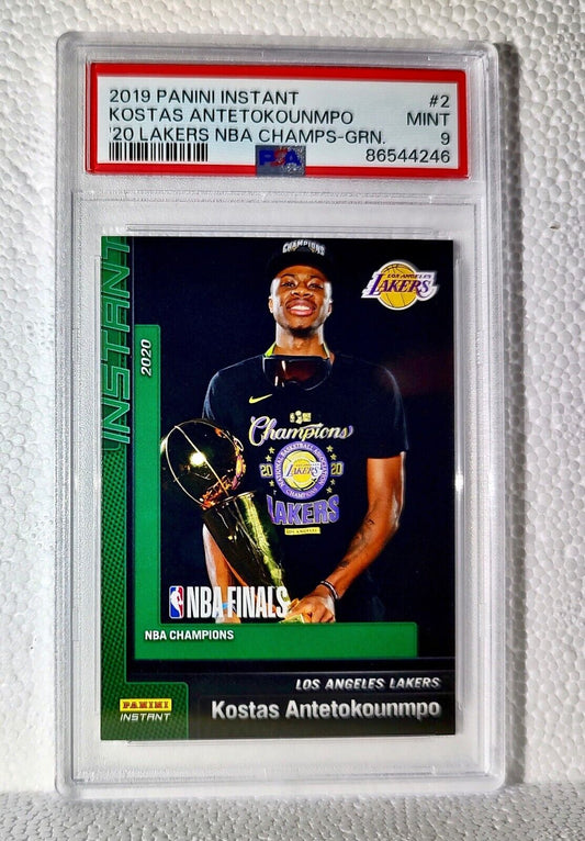 Kostas Antetokounmpo 2020 Panini NBA Champions #2 Green Card 10/10 PSA 9 Mint