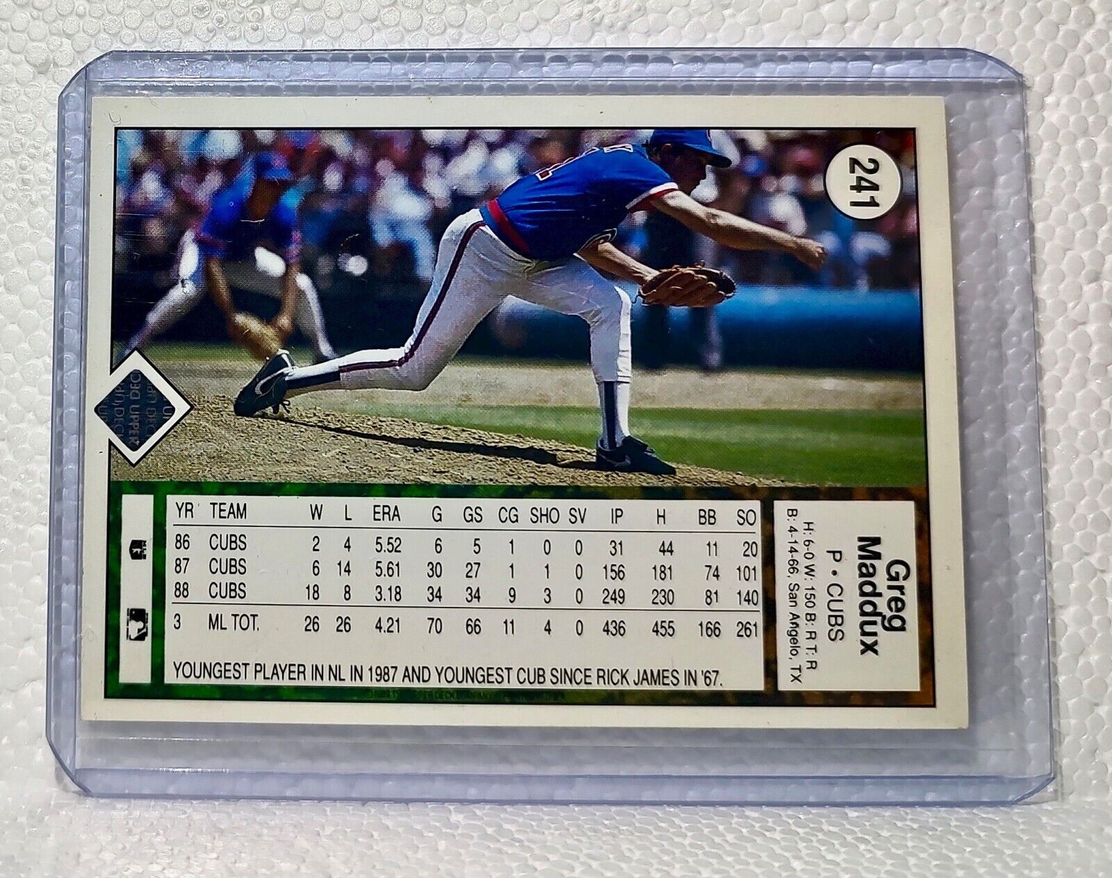 Greg Maddux 1989 Upper Deck MLB #241 Baseball Card Atlanta Chicago Cubs