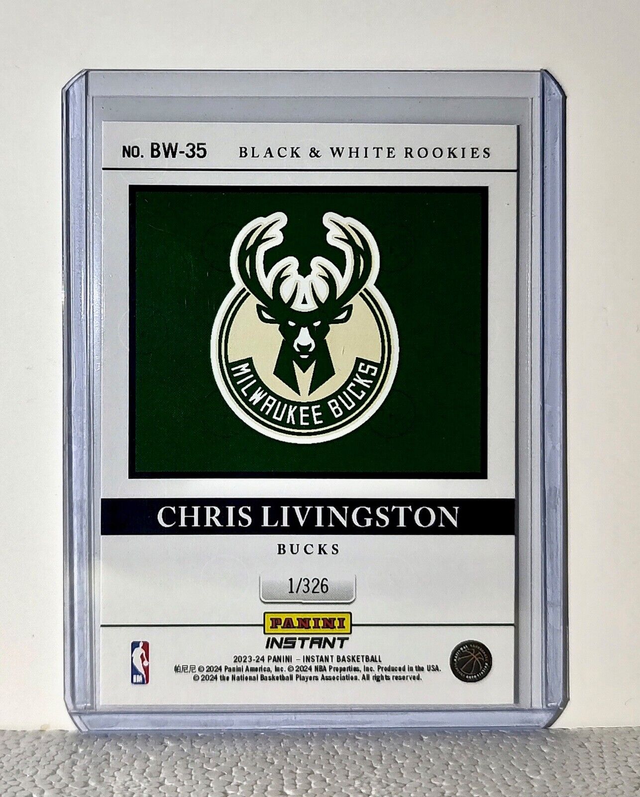 Chris Livingston 2023-24 Panini NBA #35 Black and White Rookies Card 1/326