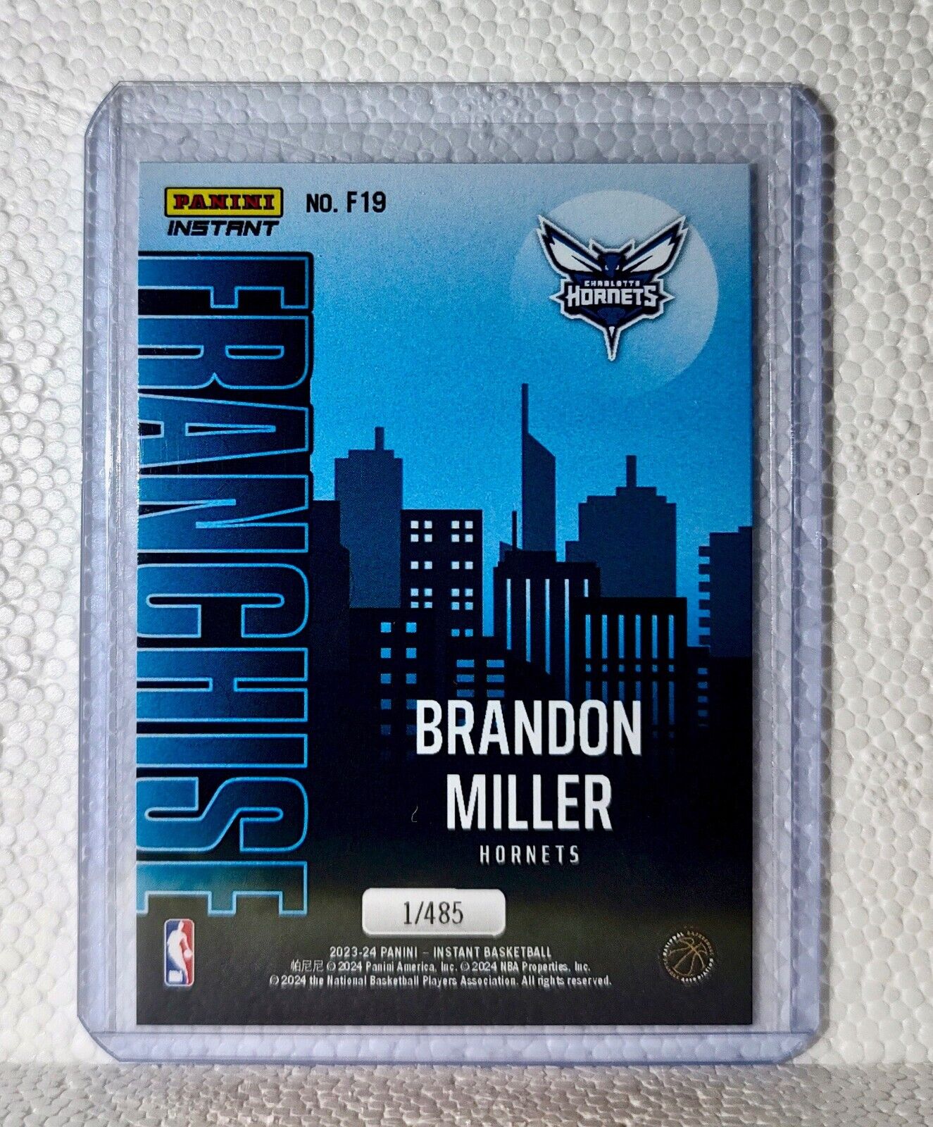 Brandon Miller 2023-24 NBA #19 Franchise Basketball Card Charlotte Hornets 1/485