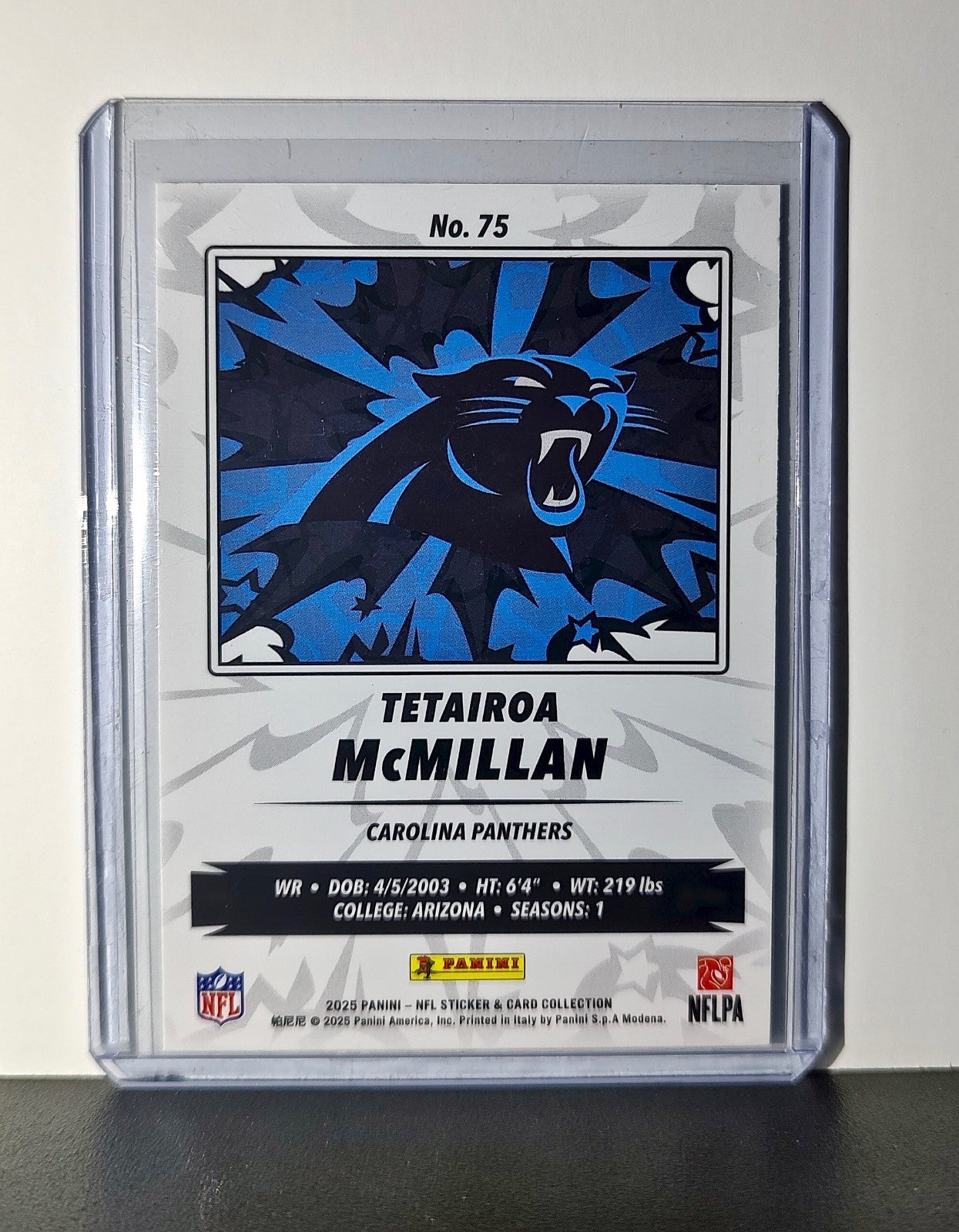 Tetairoa McMillan Rookie 2025 Panini NFL #75 Foil Sticker Card Carolina Panthers