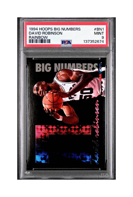 David Robinson 1994 NBA Hoops Big Numbers #BN1 Rainbow PSA 9 Mint