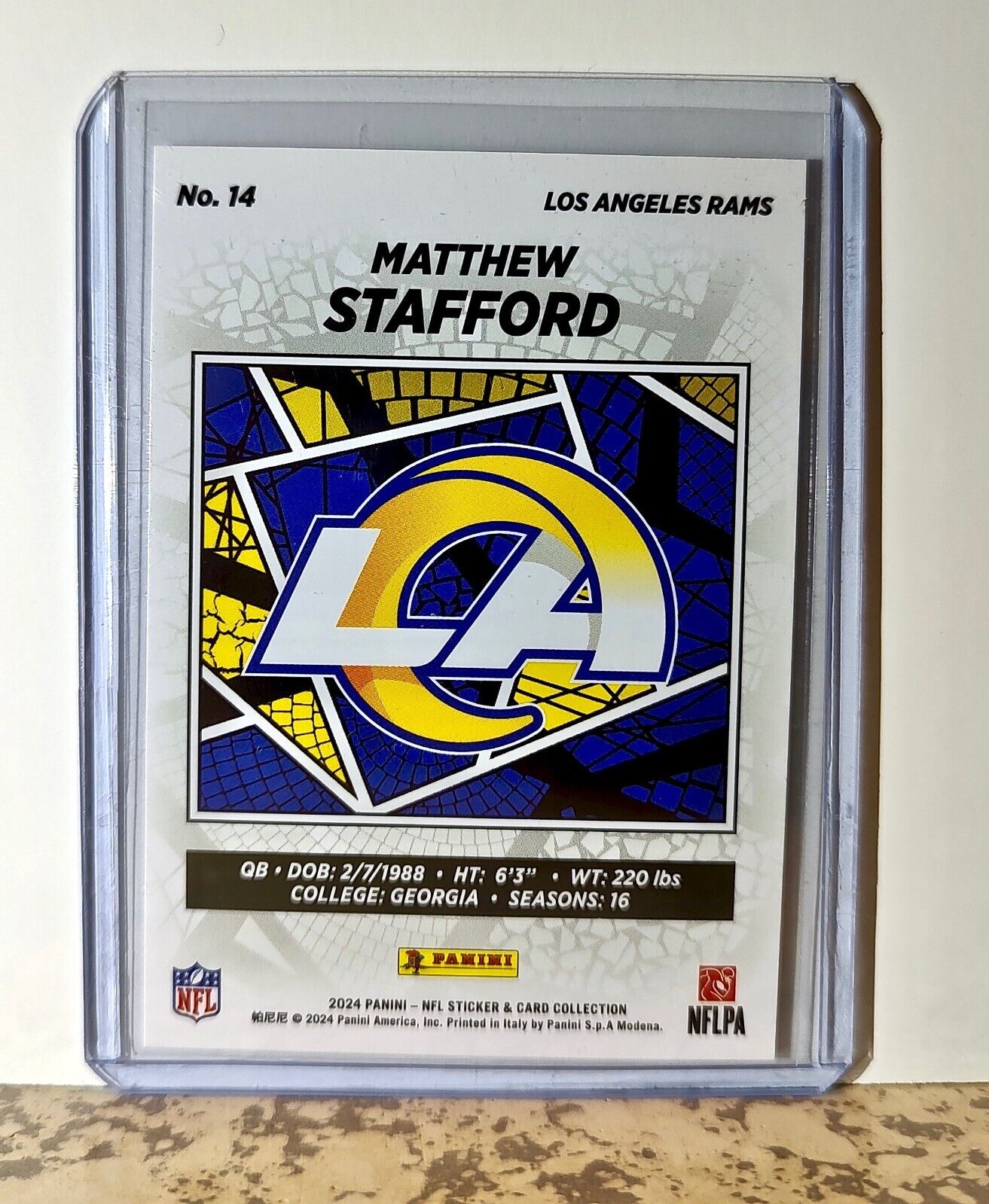 Matthew Stafford 2024 Panini NFL #14 Sticker Card Los Angeles Rams