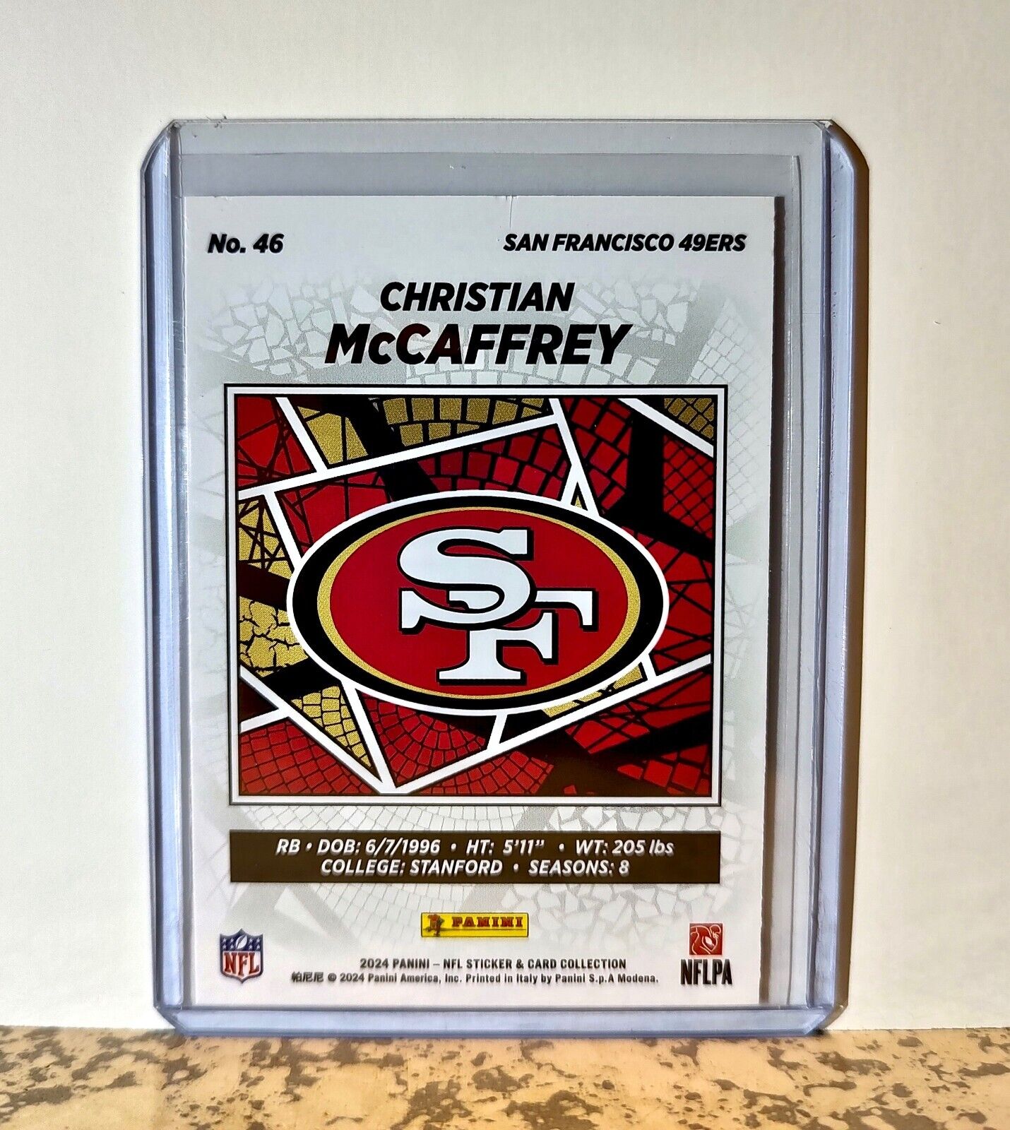 Christian McCaffrey 2024 Panini NFL #46 Silver Foil Sticker Card SF 49ers