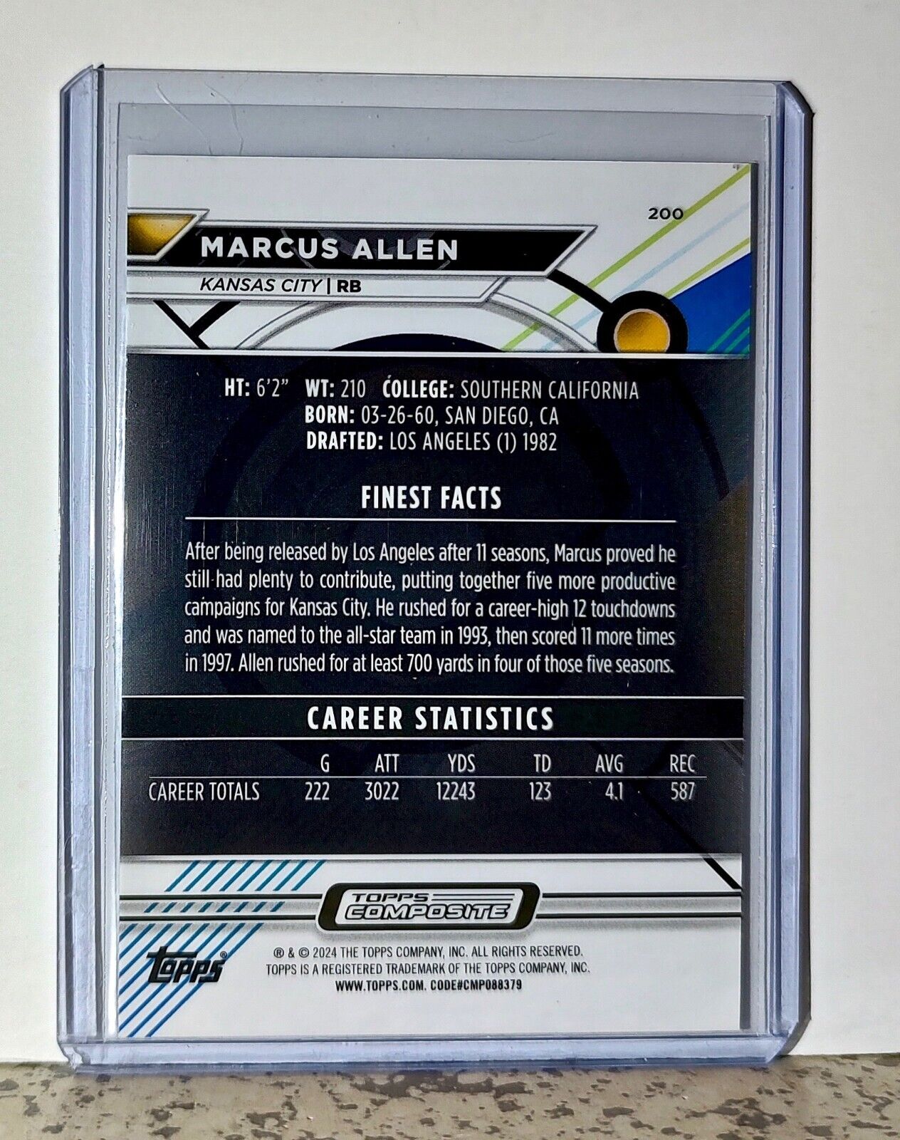 Marcus Allen 2023 Topps Finest NFL #200 Football Card Kansas City Chiefs