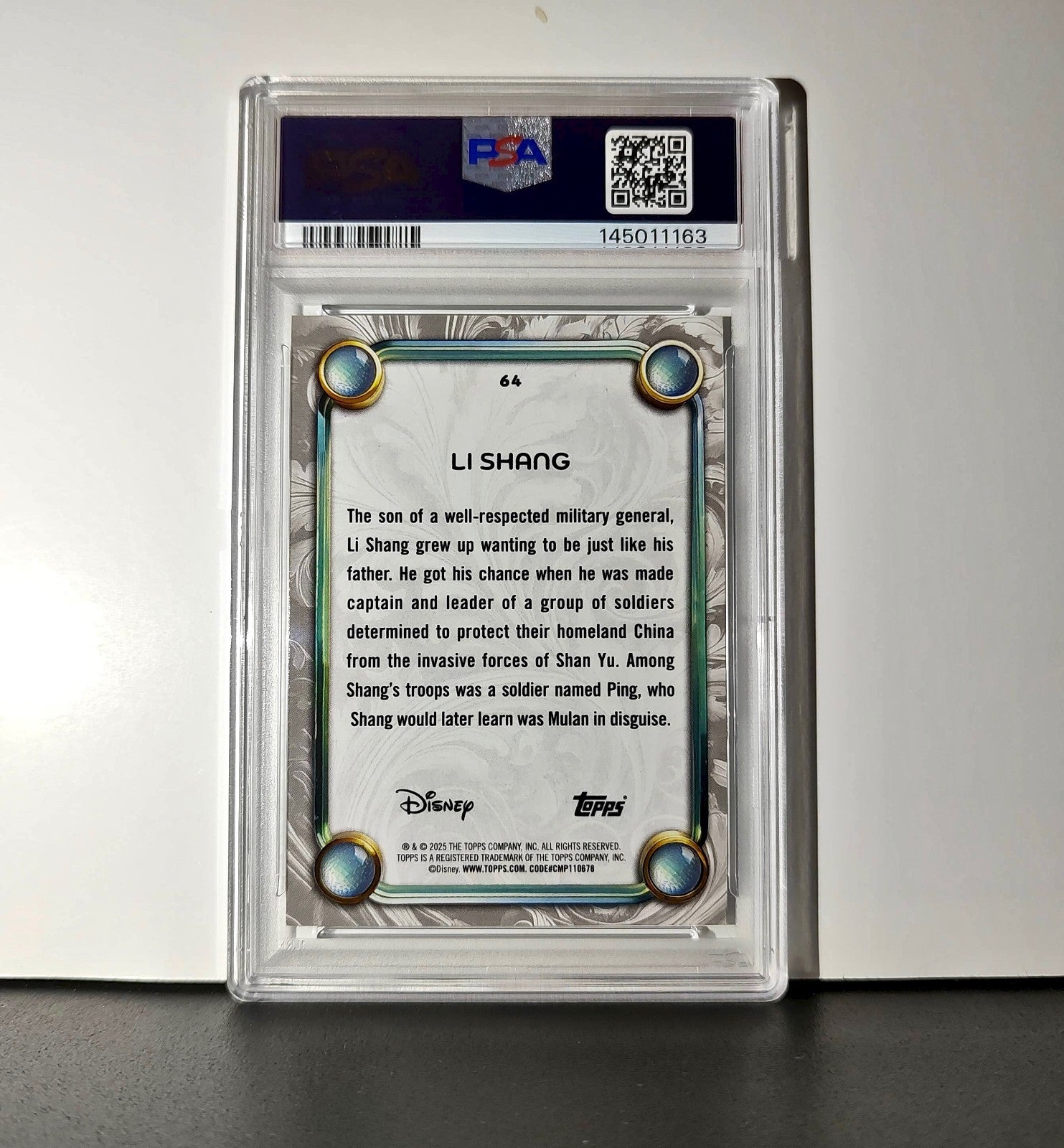 Li Shang 2025 Topps Disney Wonder #64 Winter Variant Card Mulan PSA 10