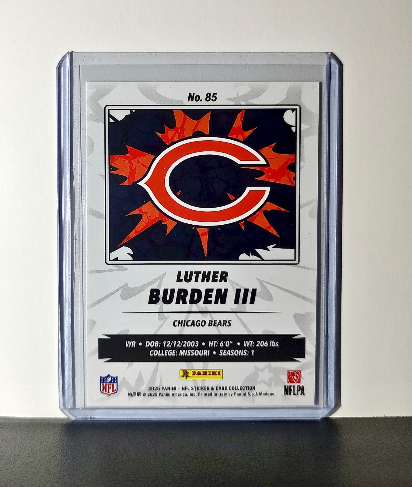 Luther Burden III Rookie 2025 Panini NFL #85 Sticker Card Chicago Bears