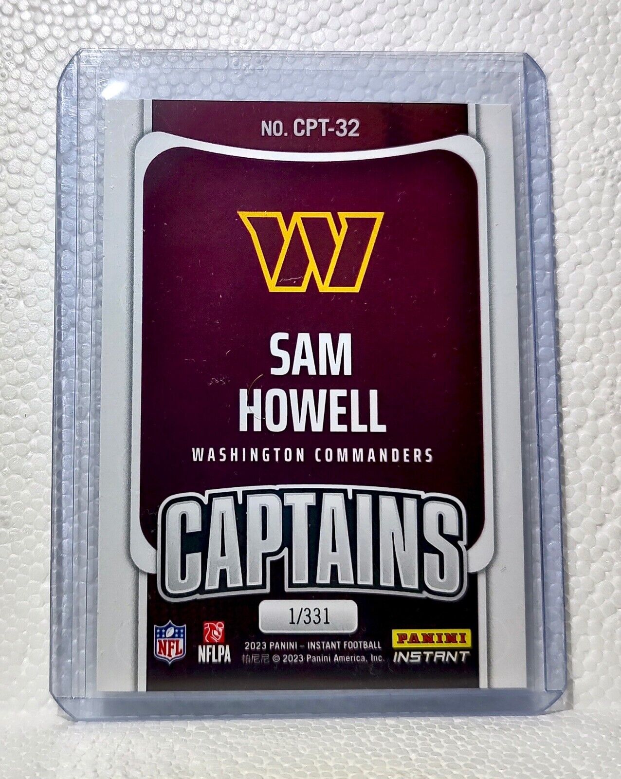 Sam Howell 2023 Panini NFL Captain #32 Football Card Washington Commanders 1/331