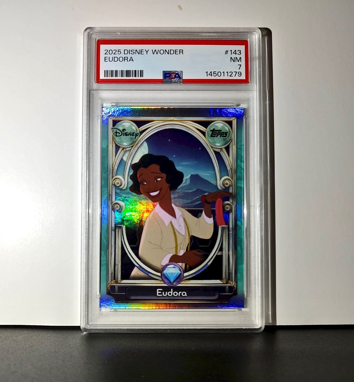 Eudora 2025 Topps Disney #143 Diamond Card The Princess and the Frog PSA 7