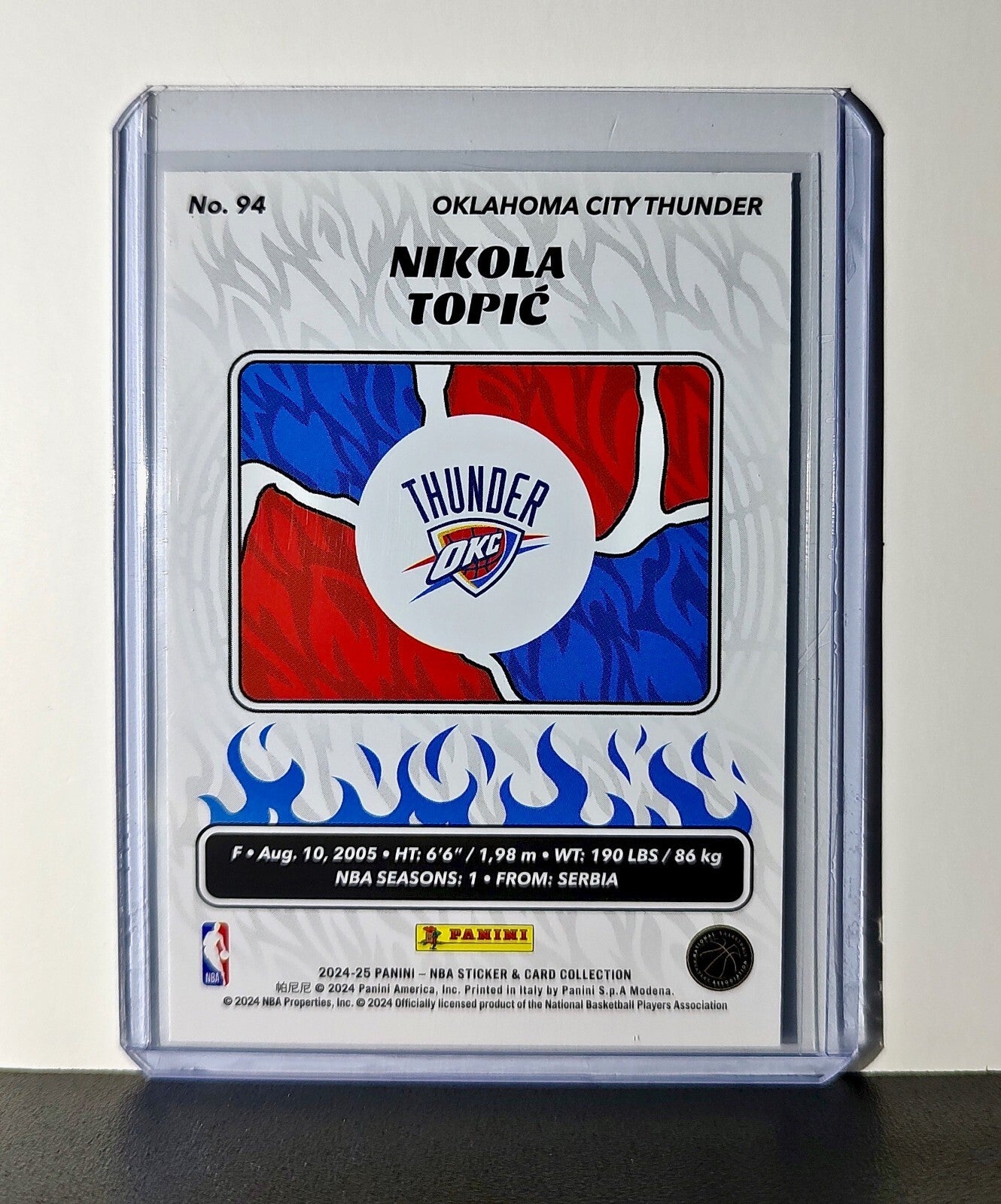Nikola Topic Rookie 2024-25 Panini NBA #94 Sticker Card Oklahoma City Thunder