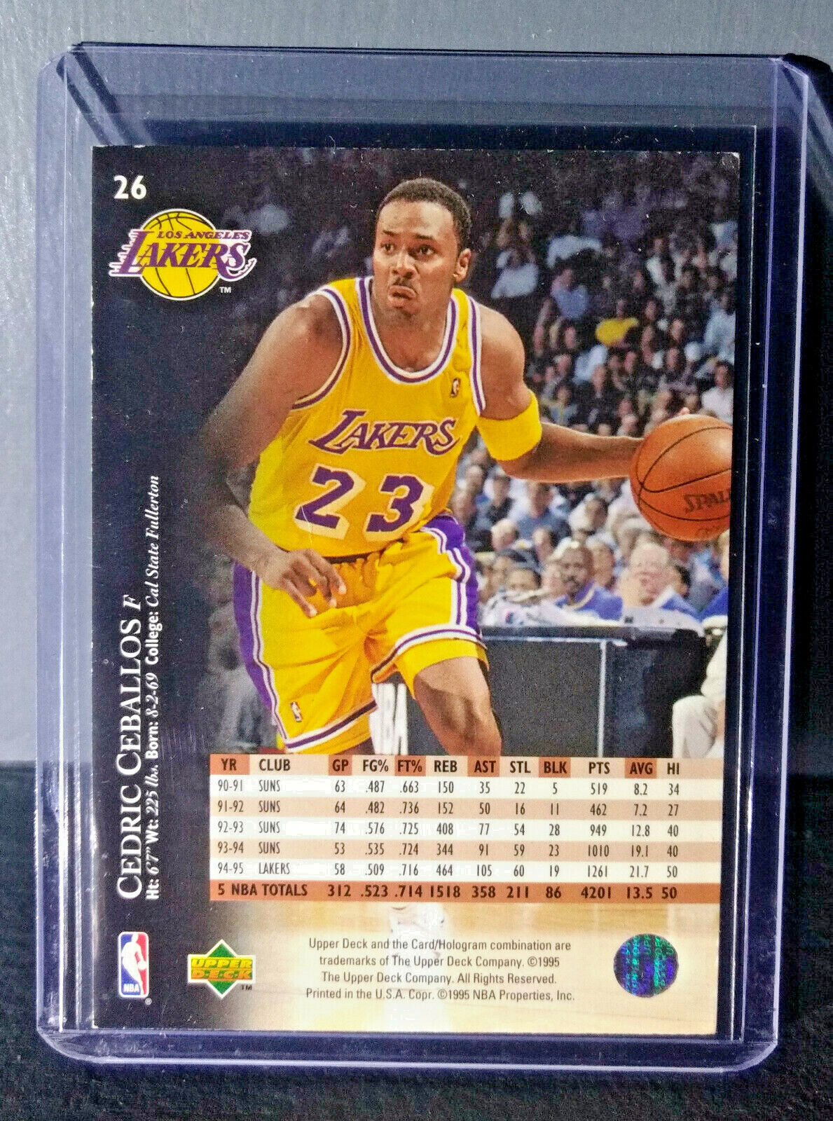 1995-96 Upper Deck Cedric Ceballos #26 Basketball Card