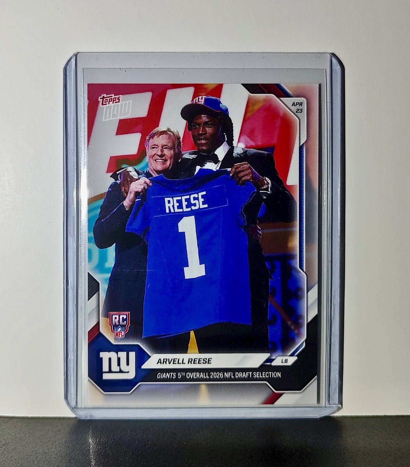 Arvell Reese Rookie 2026 Topps Now Draft Night #AREE Card New York Giants