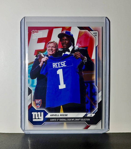Arvell Reese Rookie 2026 Topps Now Draft Night #AREE Card New York Giants