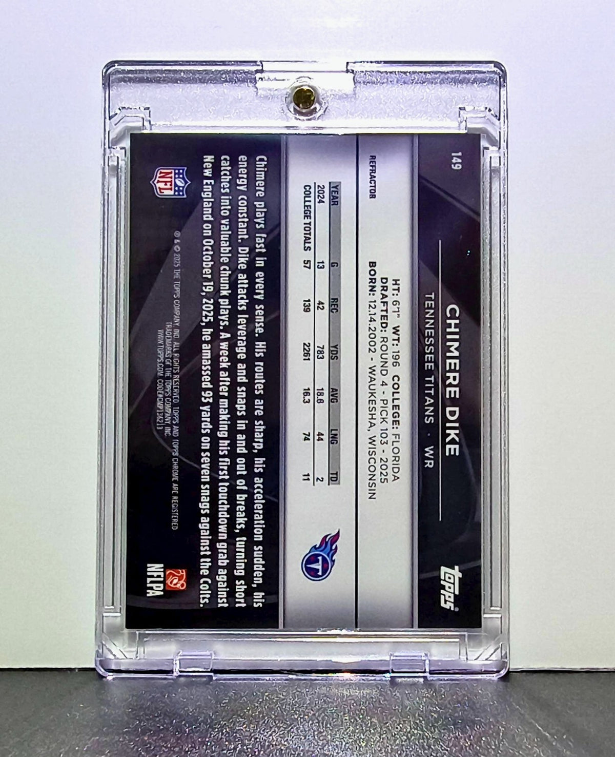 Chimere Dike Rookie 2025 NFL Topps Chrome Black #149 Silver Refractor 18/299
