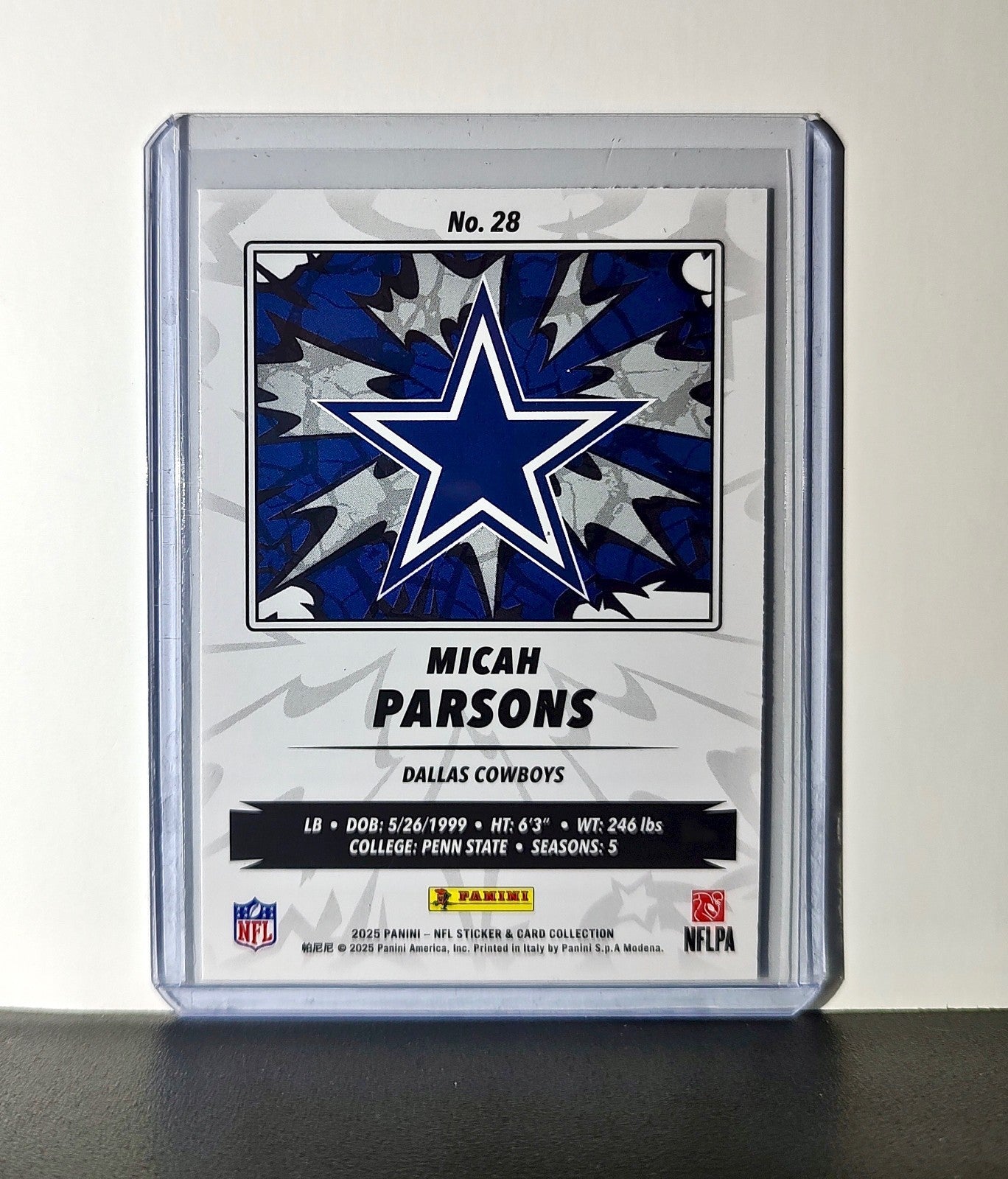 Micah Parsons 2025 Panini NFL #28 Sticker Card Dallas Cowboys