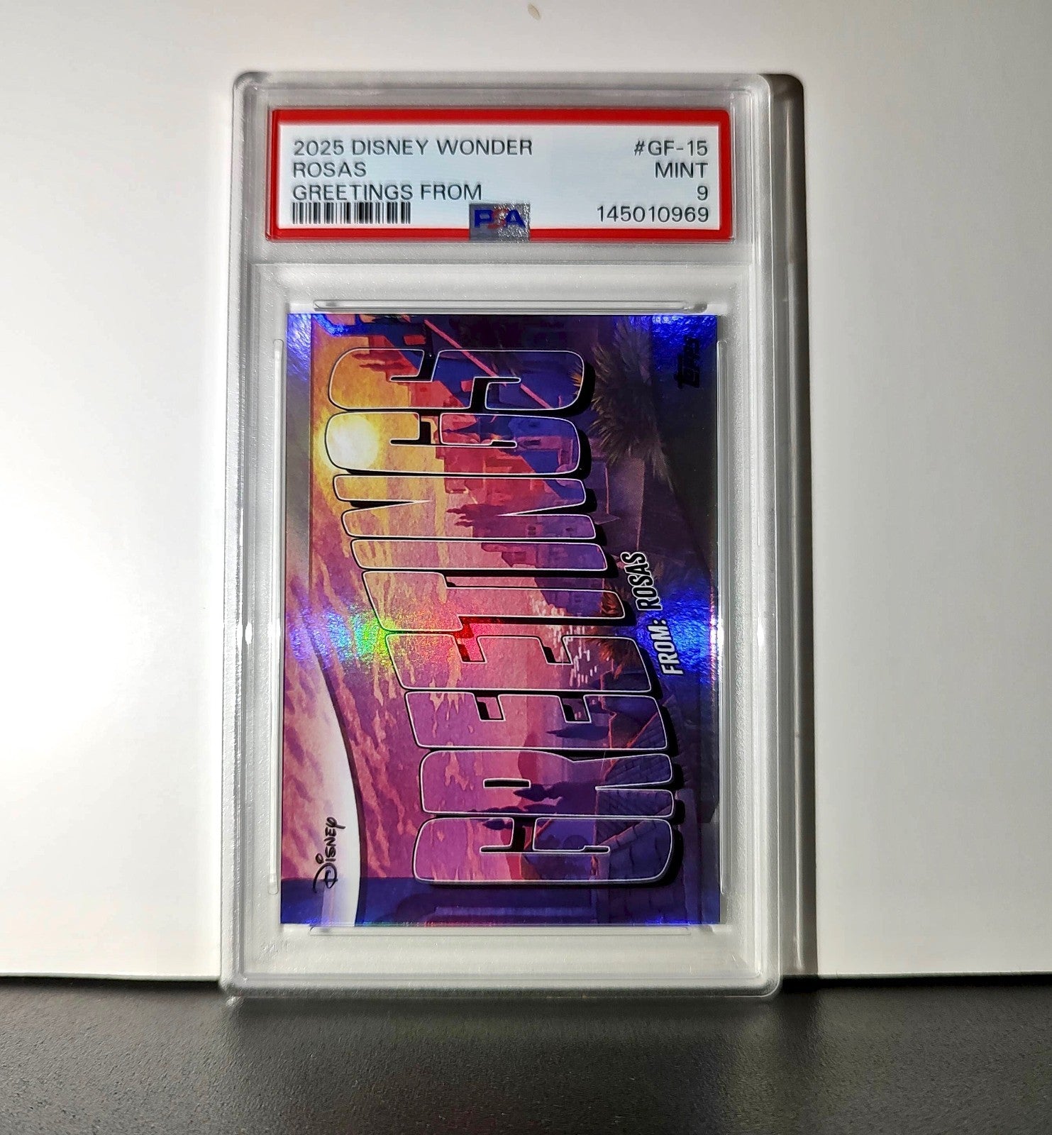 Rosas 2025 Topps Disney Wonder #GF-15 Greetings From Card Wish PSA 9