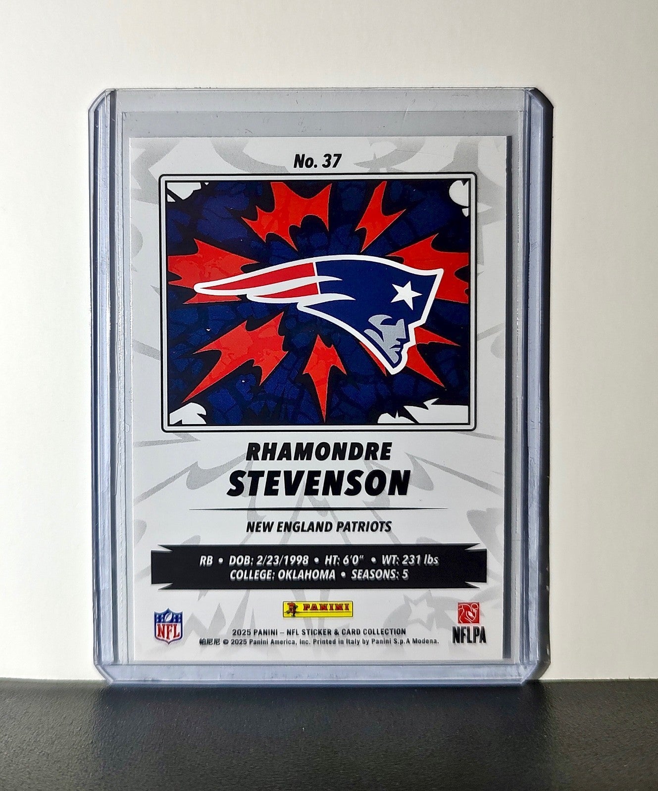 Rhamondre Stevenson 2025 Panini NFL #37 Sticker Card New England Patriots