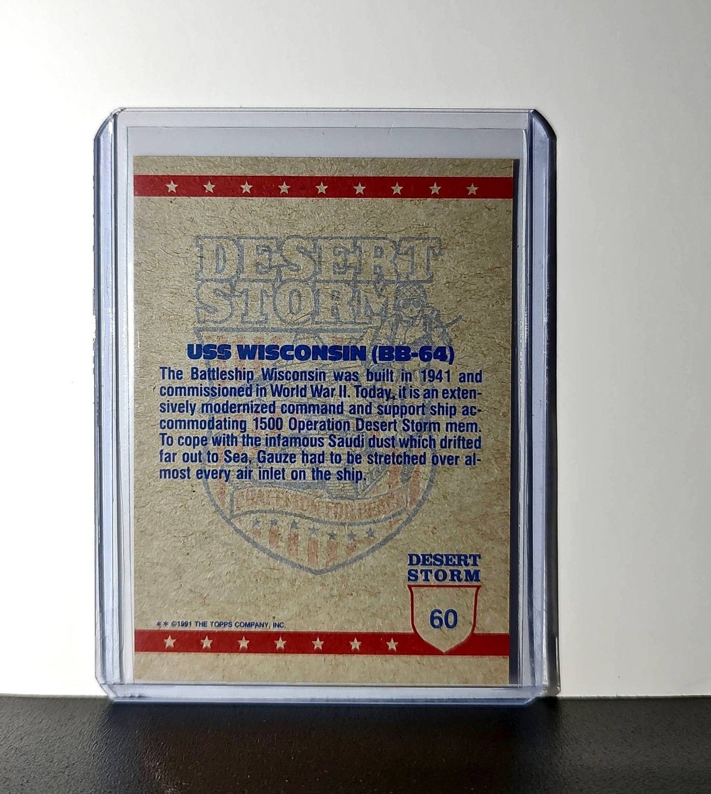 USS Wisconsin 1991 Topps Desert Storm #60 Card