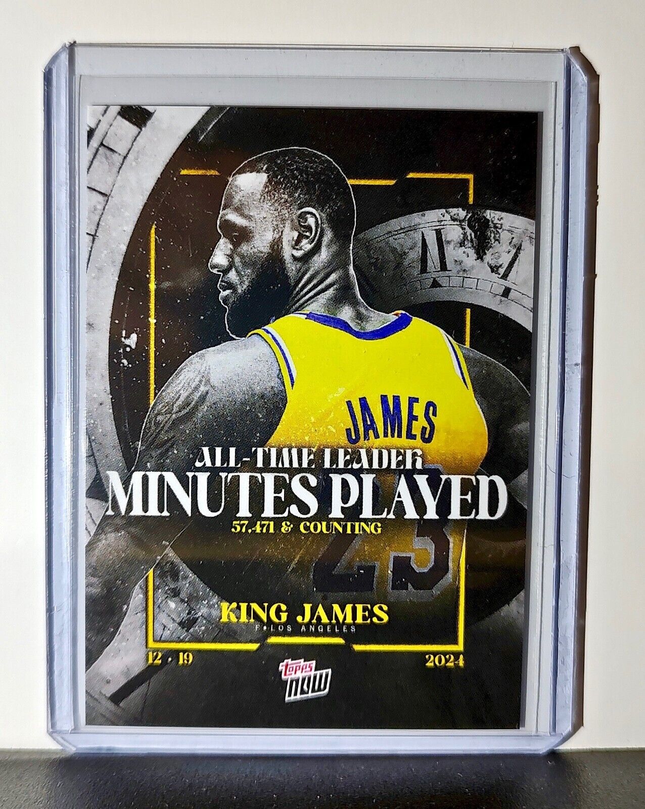 LeBron James 2024 Topps Now NBA #10 All-Time Leader Minutes Played Card Lakers