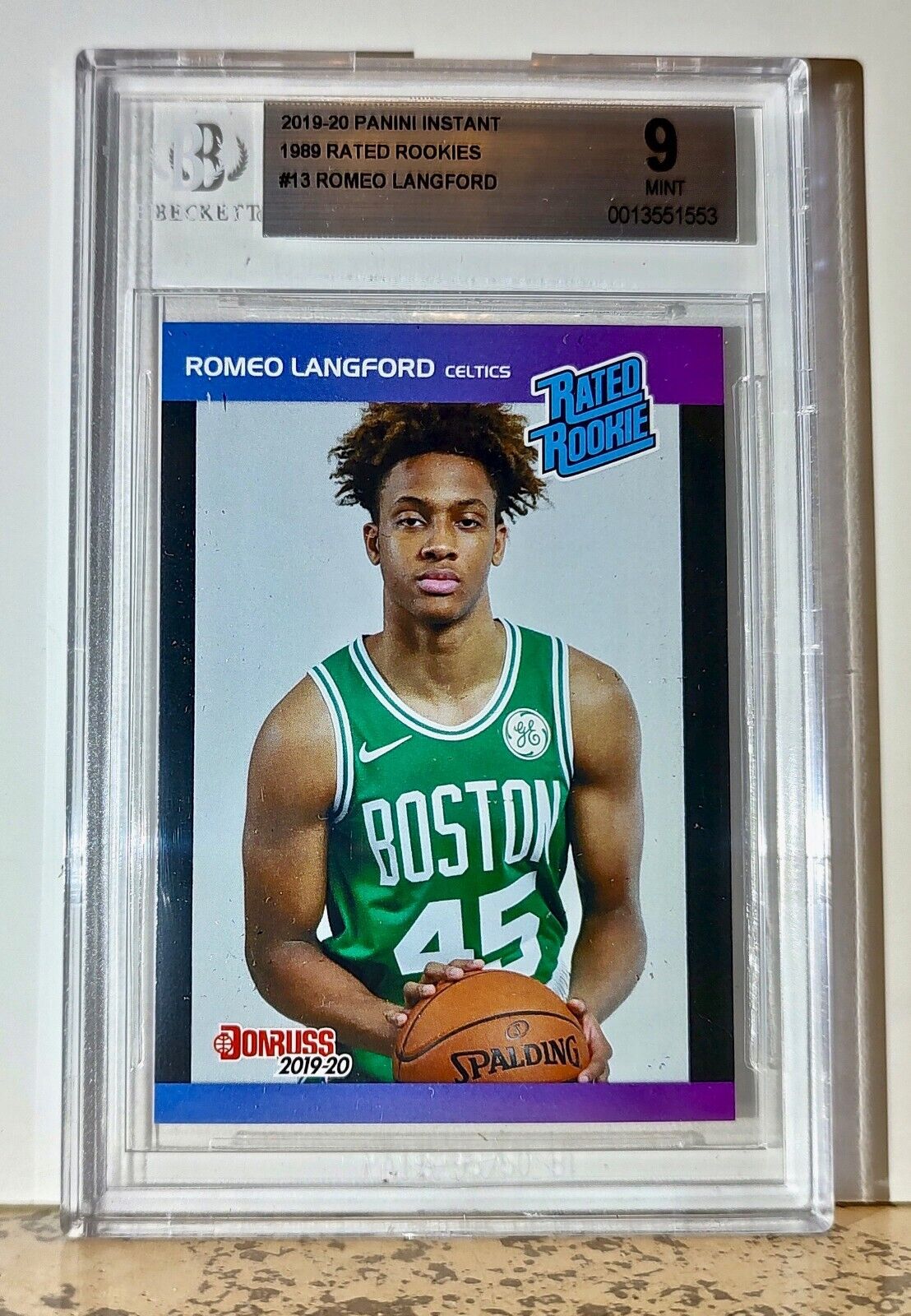 Romeo Langford 2019-20 Panini NBA #13 Rated Rookies 1/3431 BGS 9 Mint Celtics