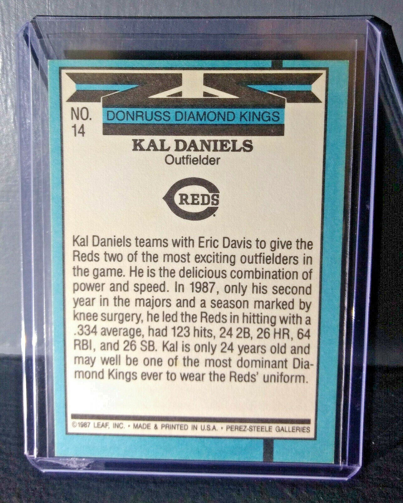 1988 Kal Daniels Donruss Diamond Kings #14 Baseball Card