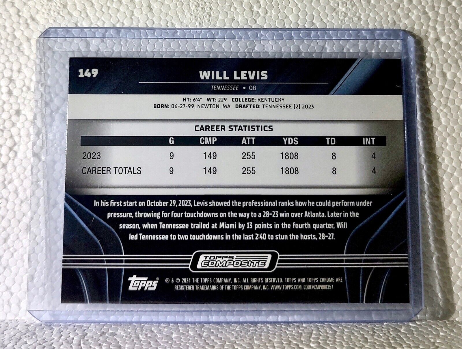 Will Levis 2023 Topps Chrome Black NFL #149 Football Card Tennessee Titans