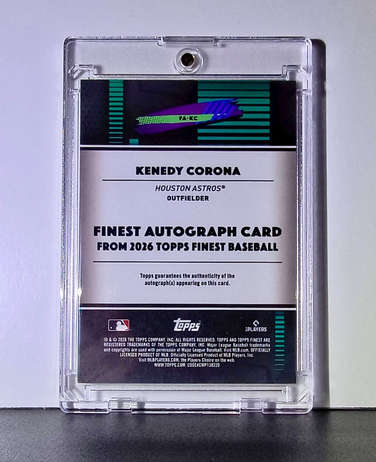 Kenedy Corona Rookie 2026 MLB Topps Finest FA-KC Autograph Refractor Card 56/150