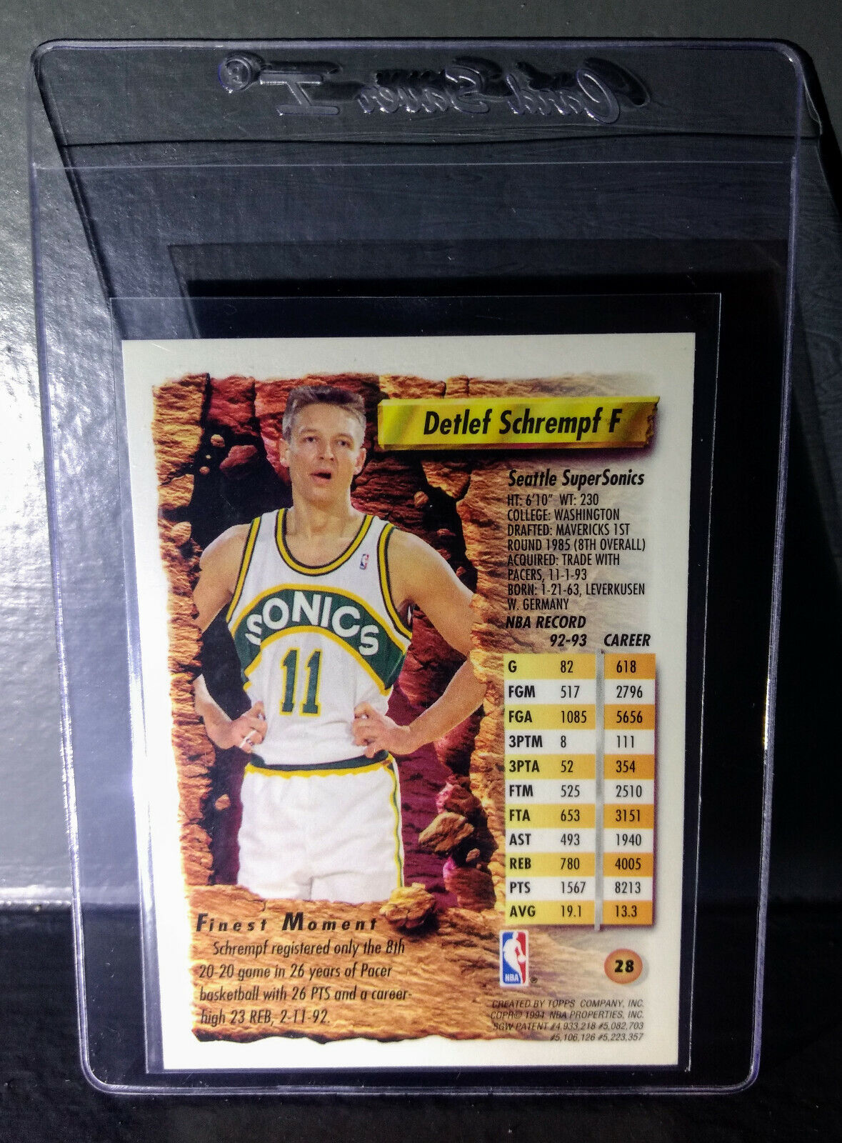 1993-94 Topps Finest Detlef Schrempf #28 Basketball Card