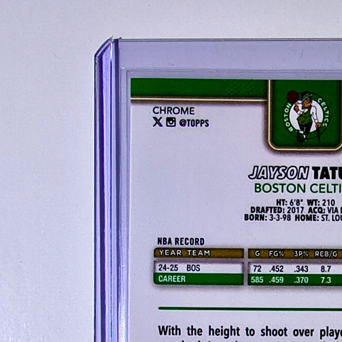 Jayson Tatum 2025-26 NBA Topps Chrome Update #8 Basketball Card Boston Celtics