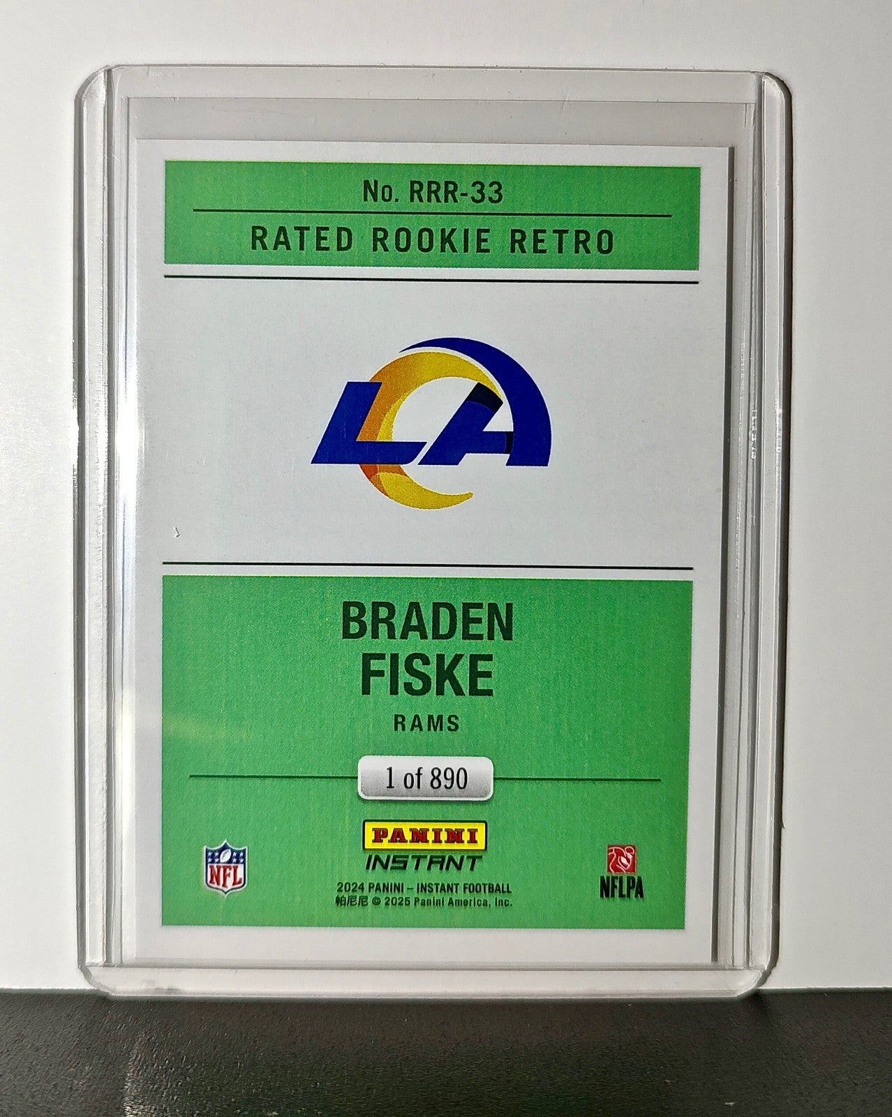 Braden Fiske Rookie 2024 Panini Rated Rookie Retro NFL #33 Card LA Rams 1 of 890