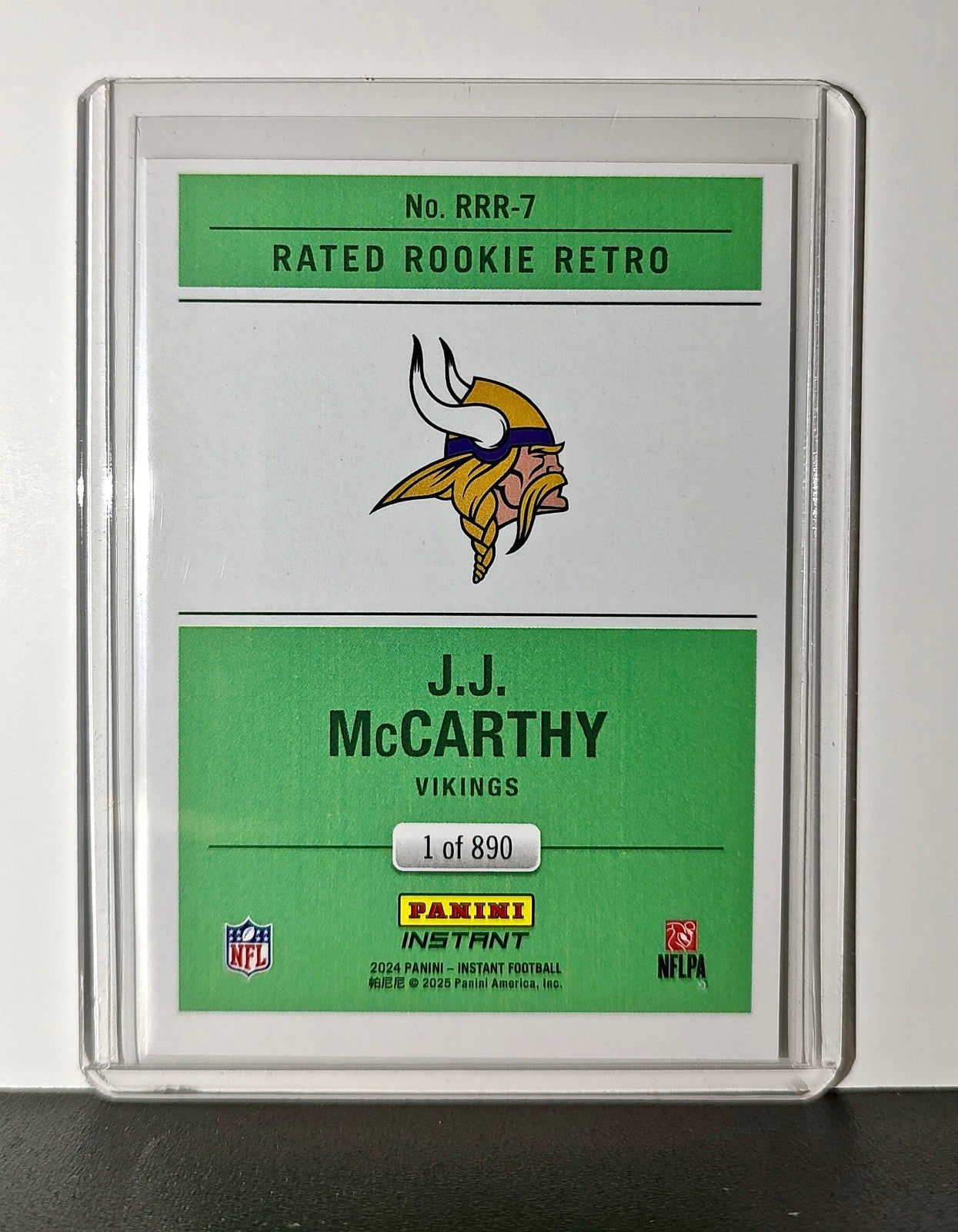 J.J. McCarthy Rookie 2024 Panini Rated Rookie Retro NFL #7 Vikings 1 of 890