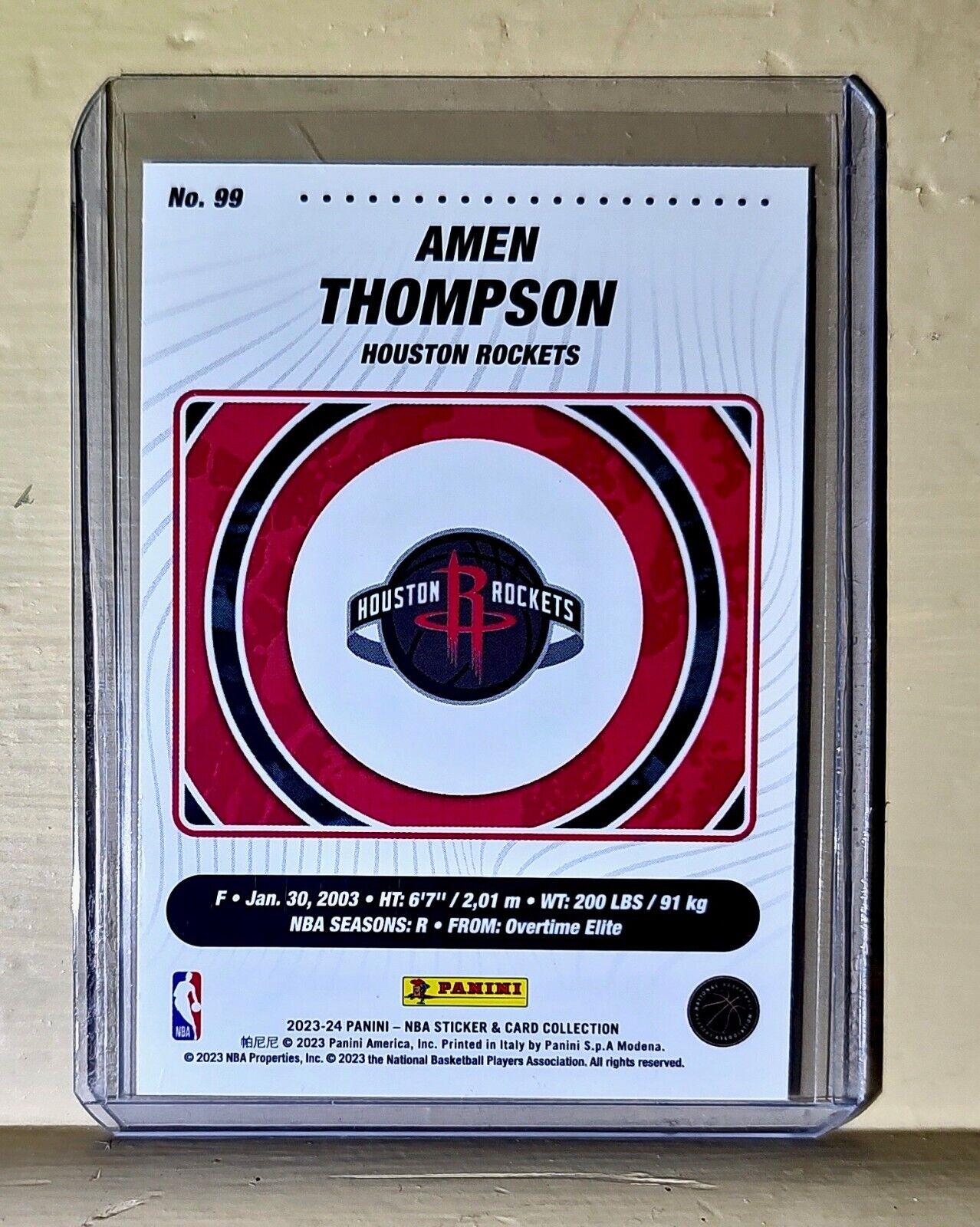 Amen Thompson 2023-24 Panini NBA Basketball #99 Rookie Card Houston Rockets