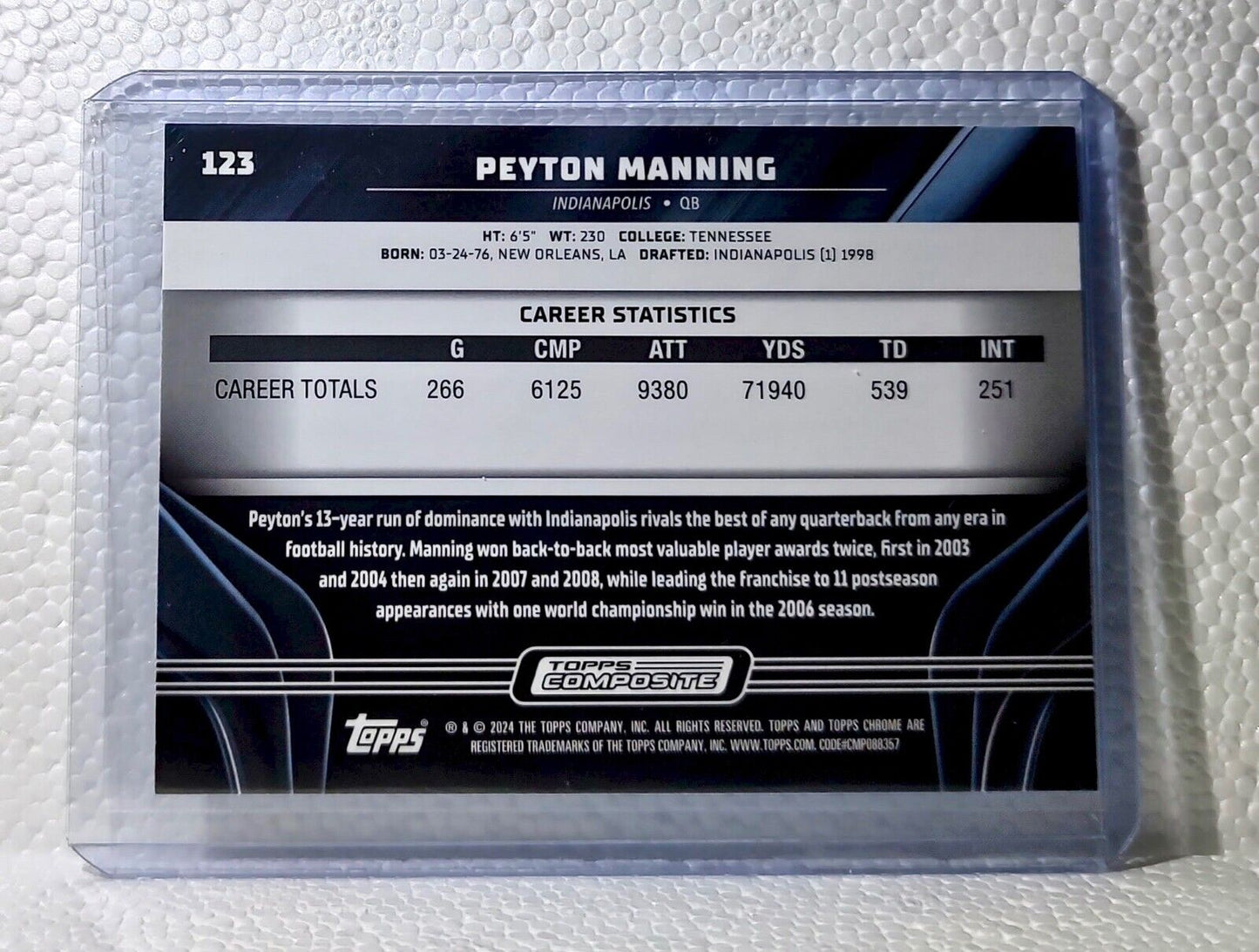 Peyton Manning 2023 Topps Chrome Black NFL #123 Football Card Indianapolis Colts