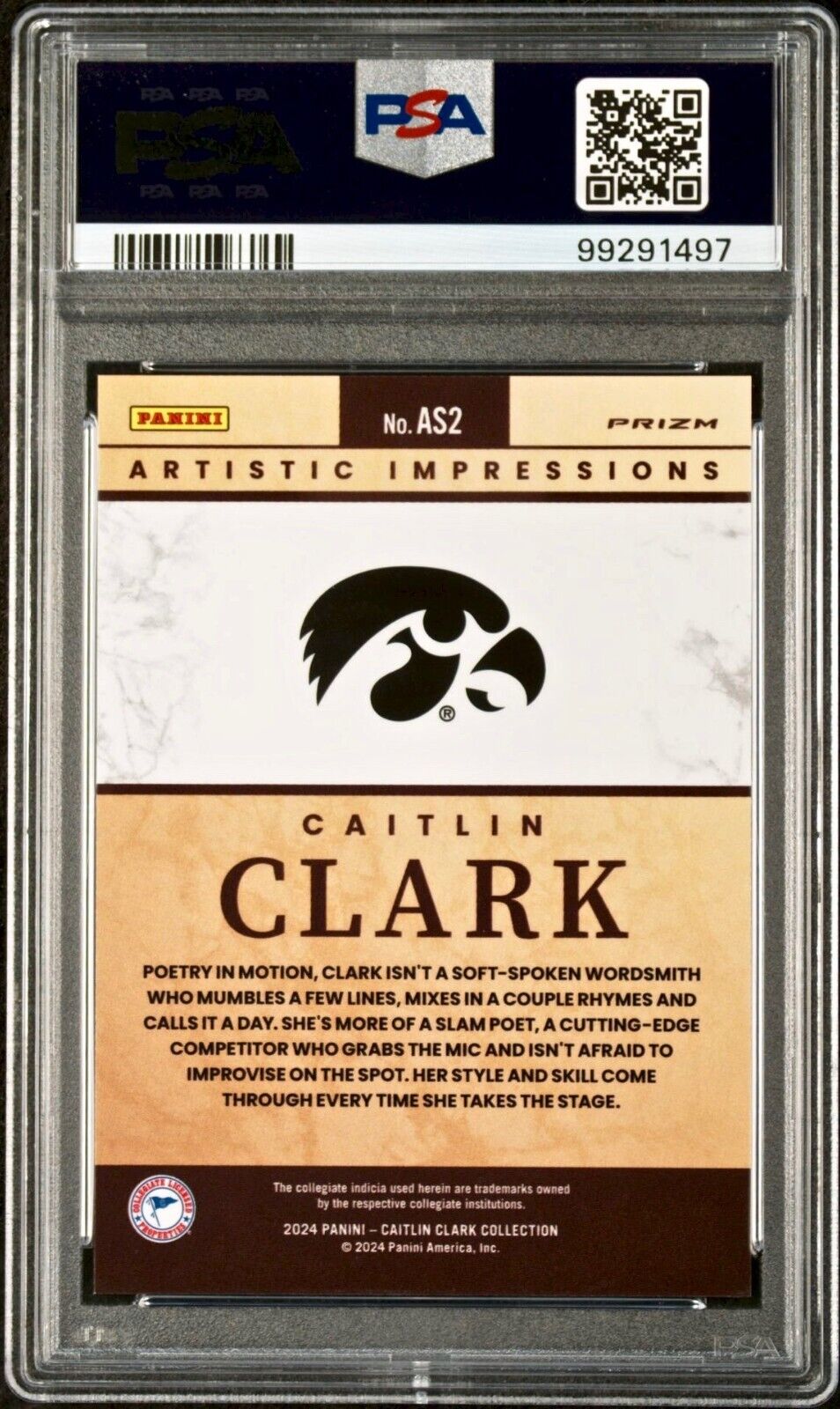 Caitlin Clark 2024 Panini Select Artistic Collections #AS2 Card PSA 10 Gem Mint