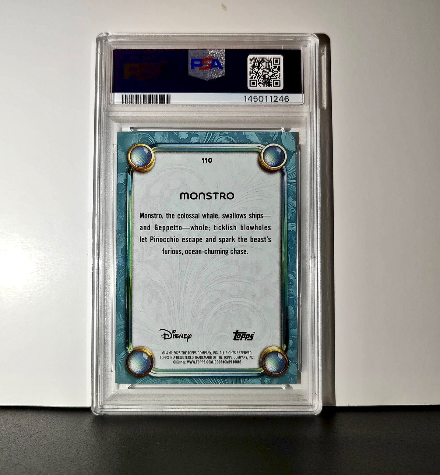 Monstro 2025 Topps Disney Wonder #110 Diamond Card Pinocchio PSA 8