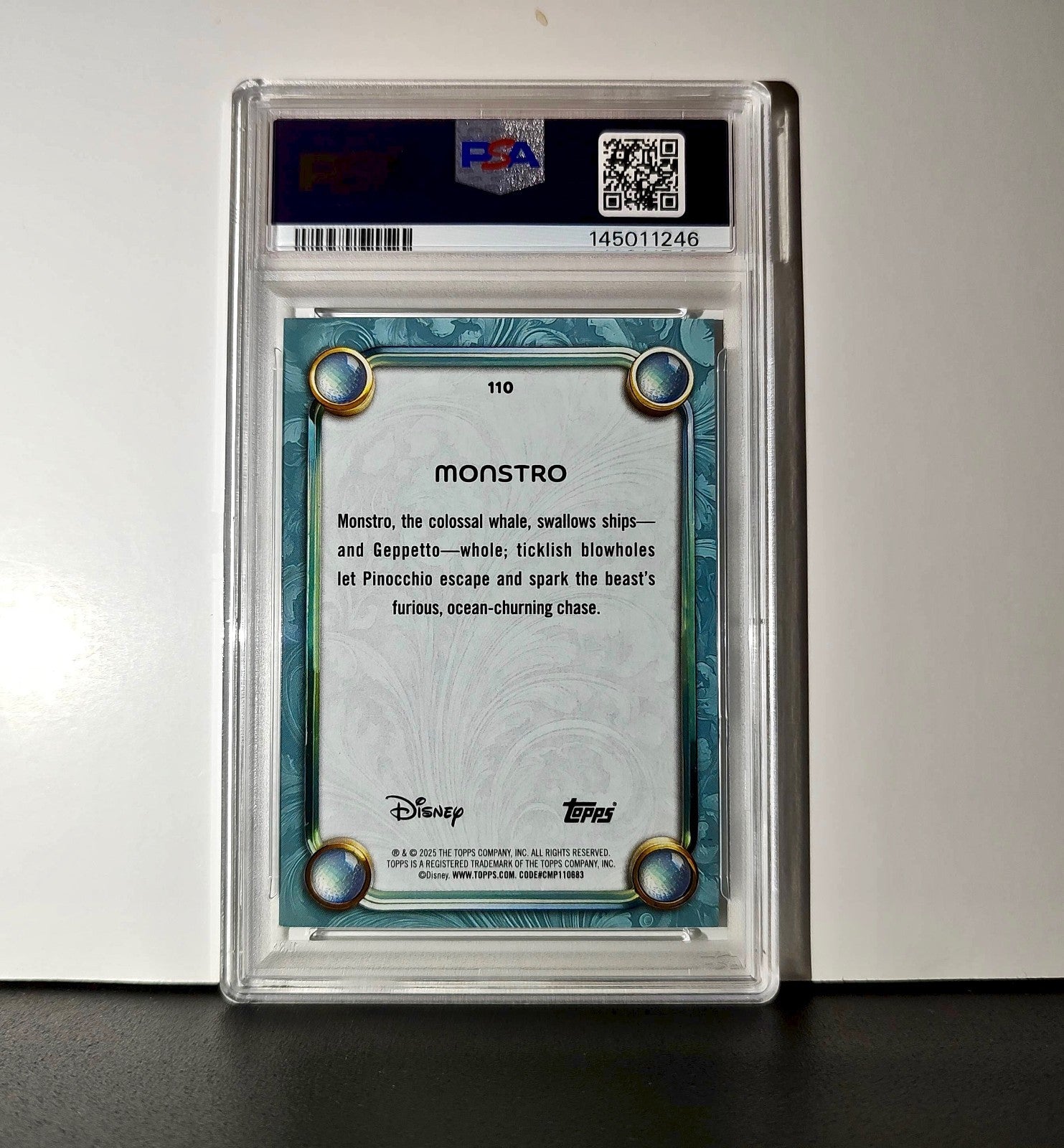 Monstro 2025 Topps Disney Wonder #110 Diamond Card Pinocchio PSA 8