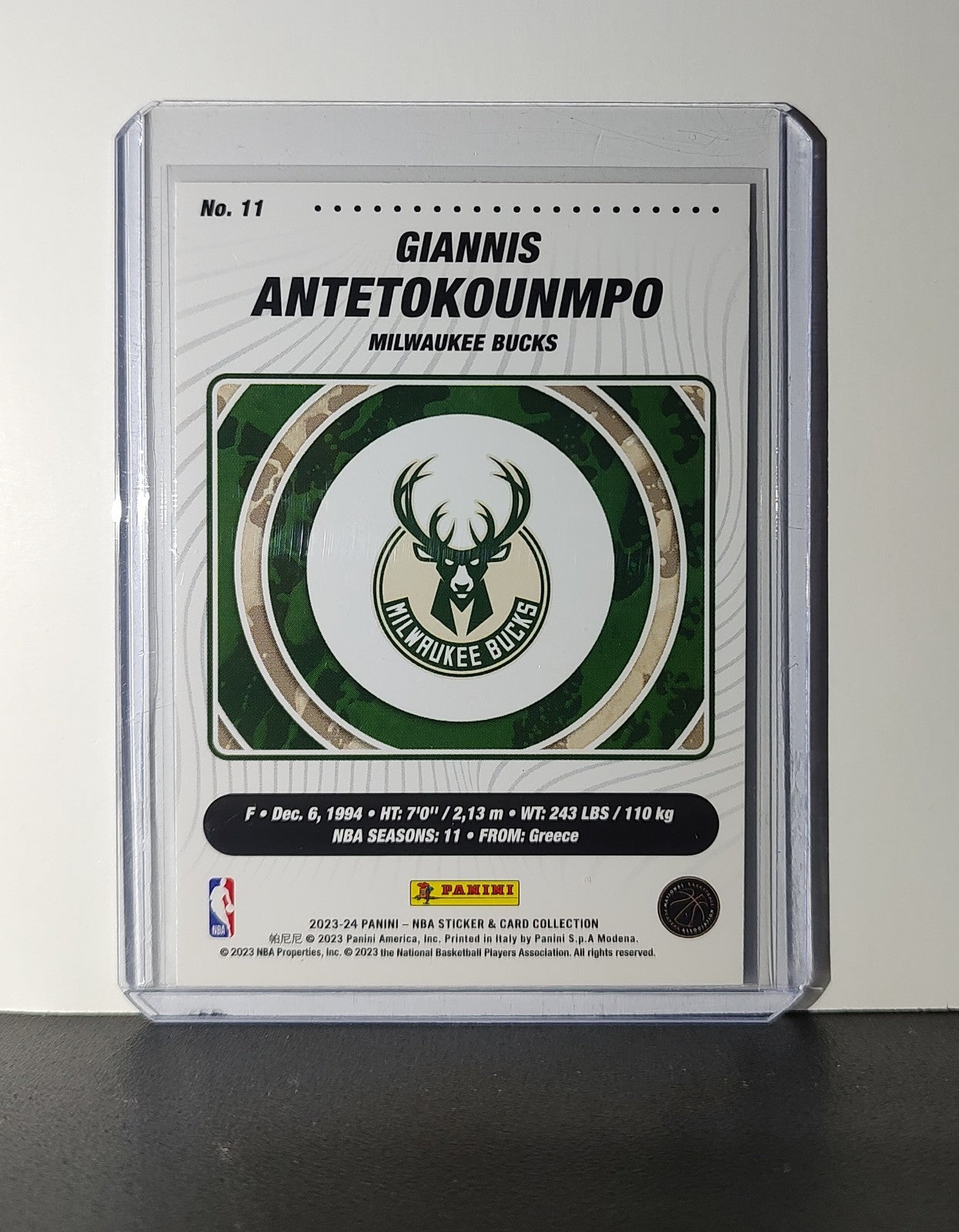 Giannis Antetokounmpo 2023-24 Panini NBA Sticker Card #11 Milwaukee Bucks