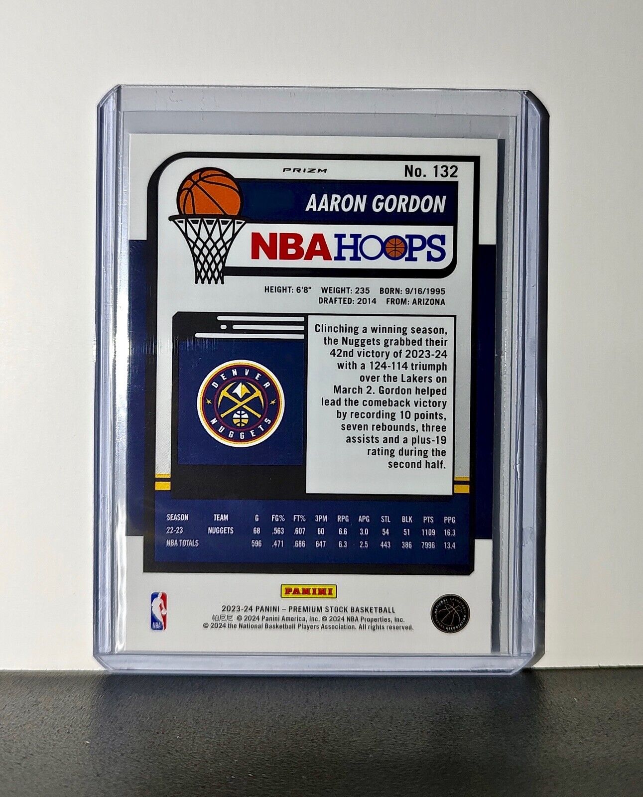 Aaron Gordon 2023-24 Panini Premium NBA Hoops #132 Disco Prizm Card Nuggets