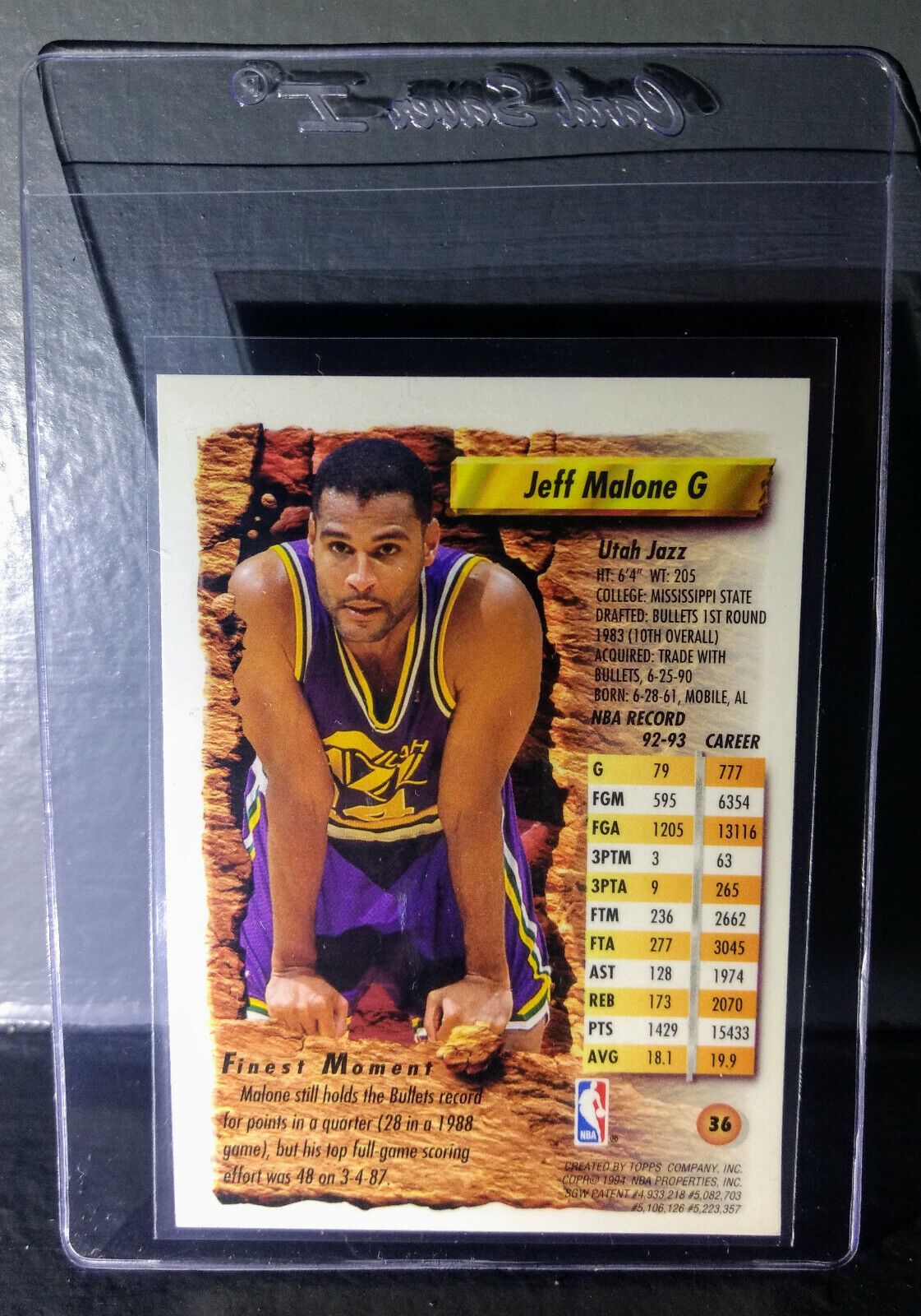 1993-94 Topps Finest Jeff Malone #36 Basketball Card