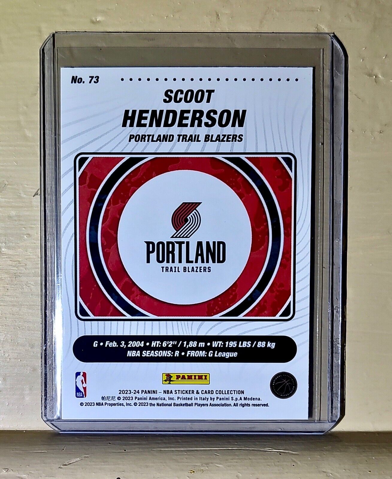 Scoot Henderson 2023-24 Panini NBA Basketball #73 Rookie Card Trail Blazers