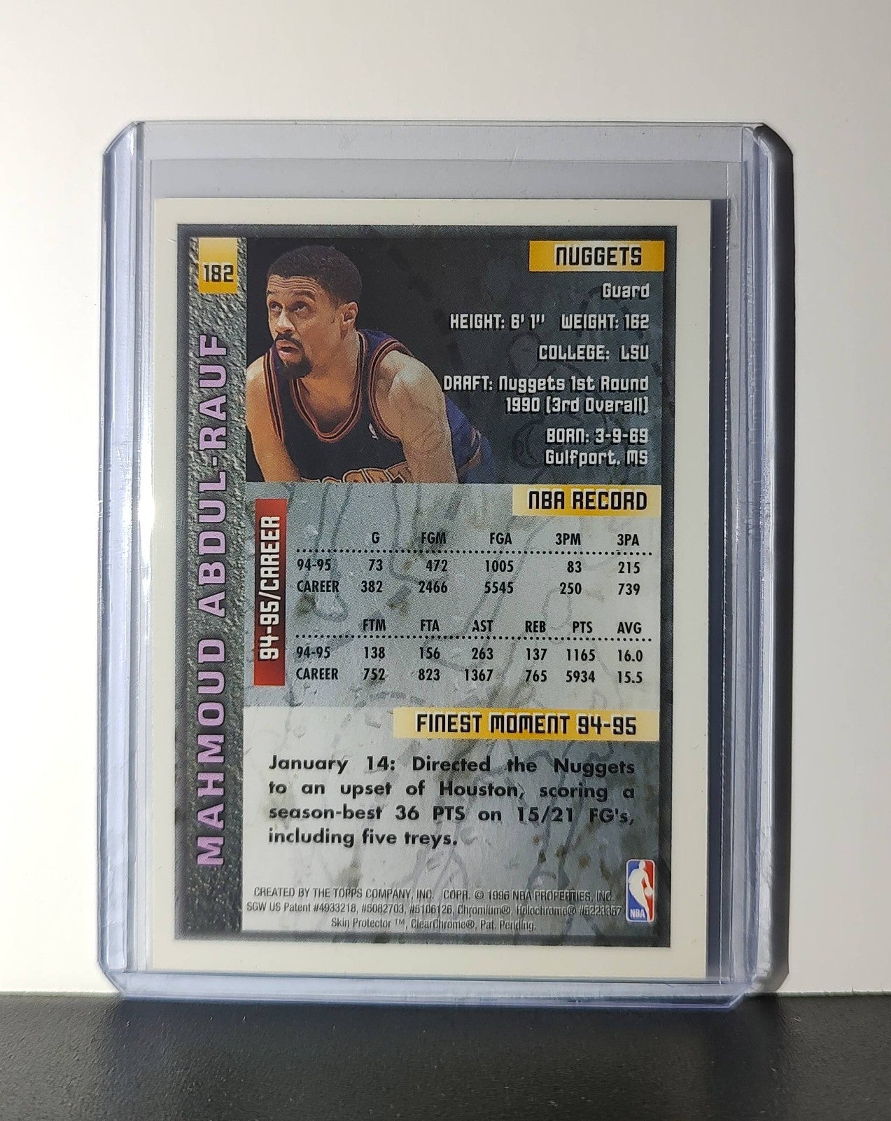 Mahmoud Abdul-Rauf 1995-96 Topps Finest NBA #182 Card Nuggets