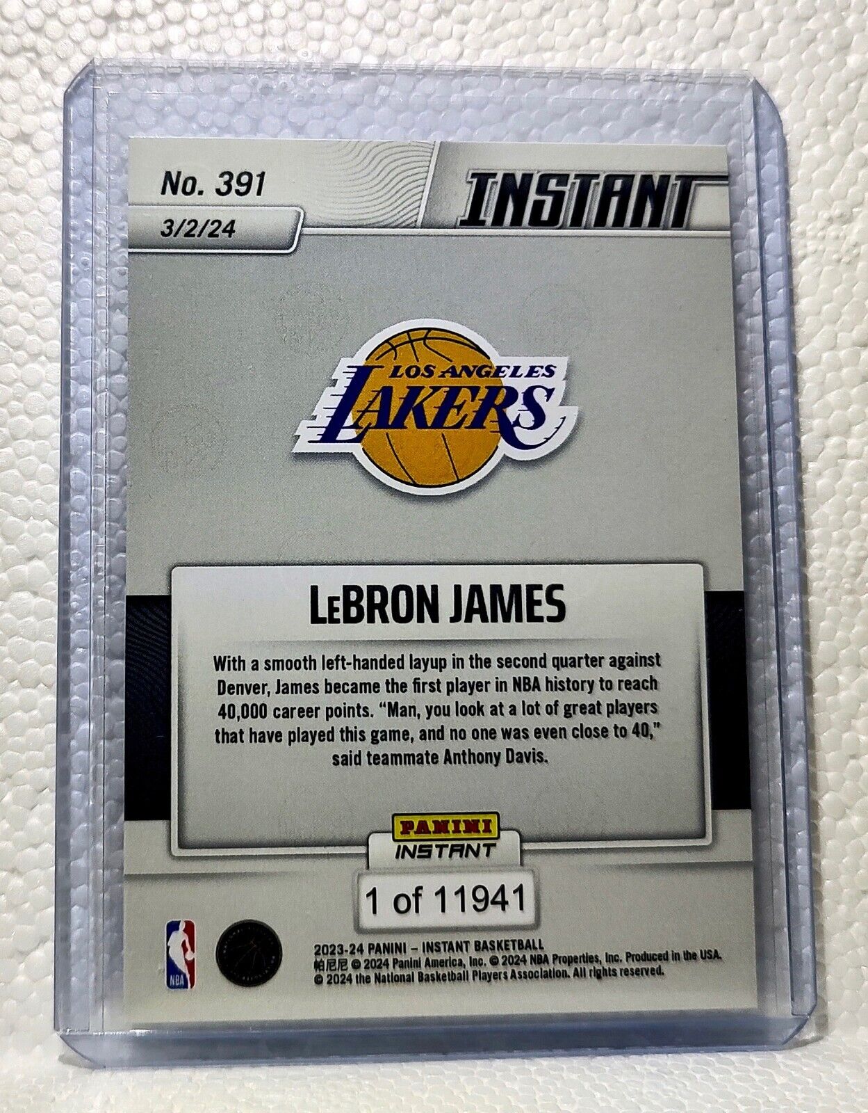 LeBron James 2023-24 Panini #391 All-Time Scoring Leader 40,000 Card 1 of 11941