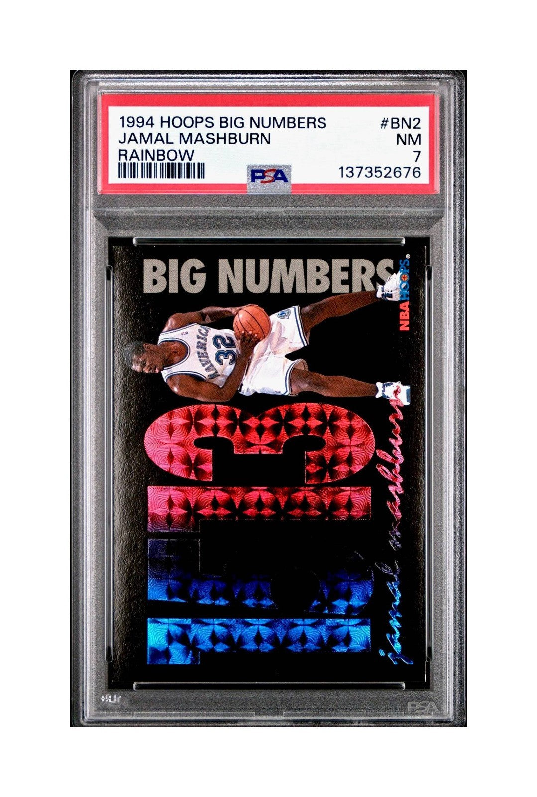 Jamal Mashburn 1994 NBA Hoops Big Numbers #BN2 Rainbow PSA 7 NM