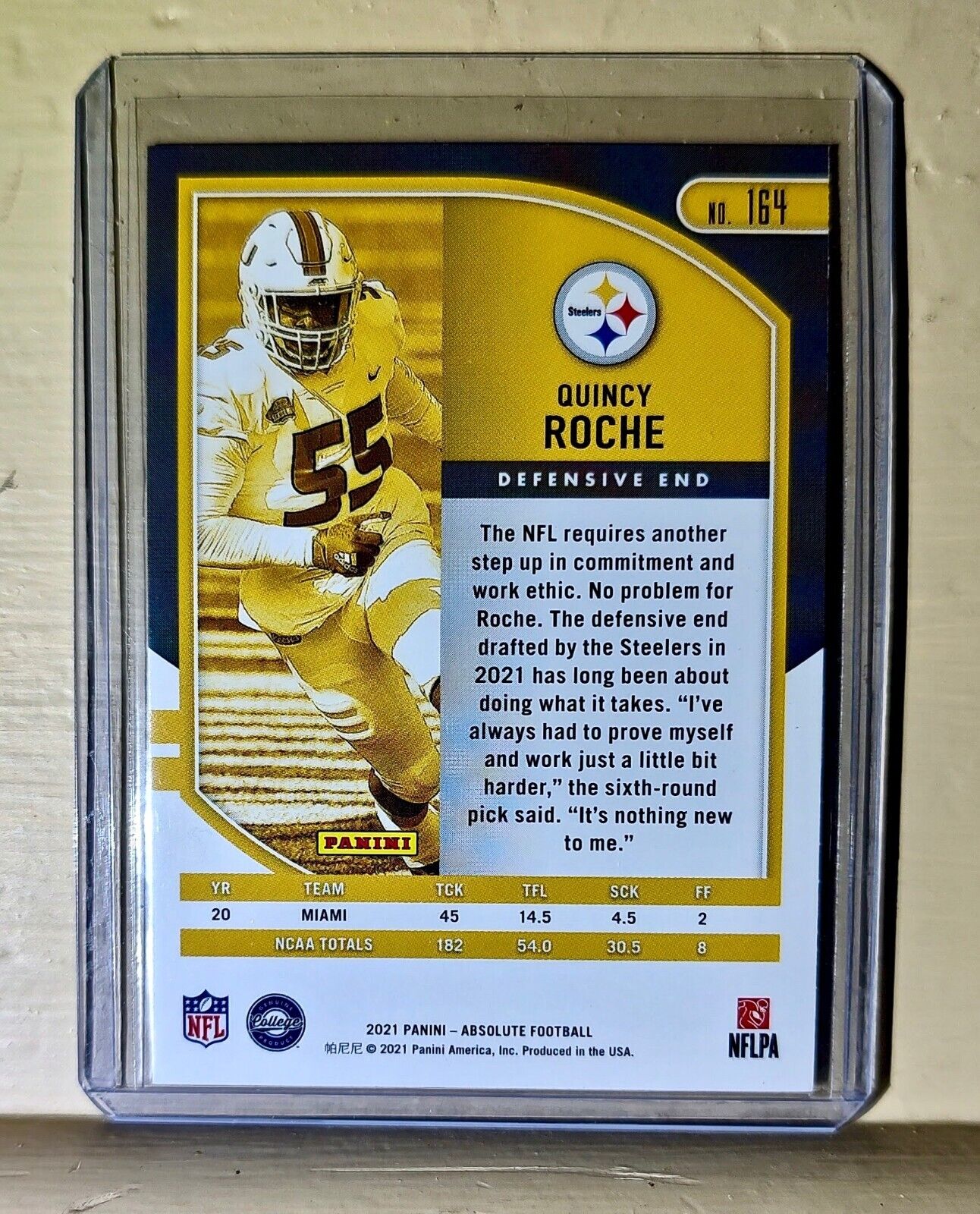 Quincy Roche 2021 Panini NFL Absolute Rookie Football #164 Card