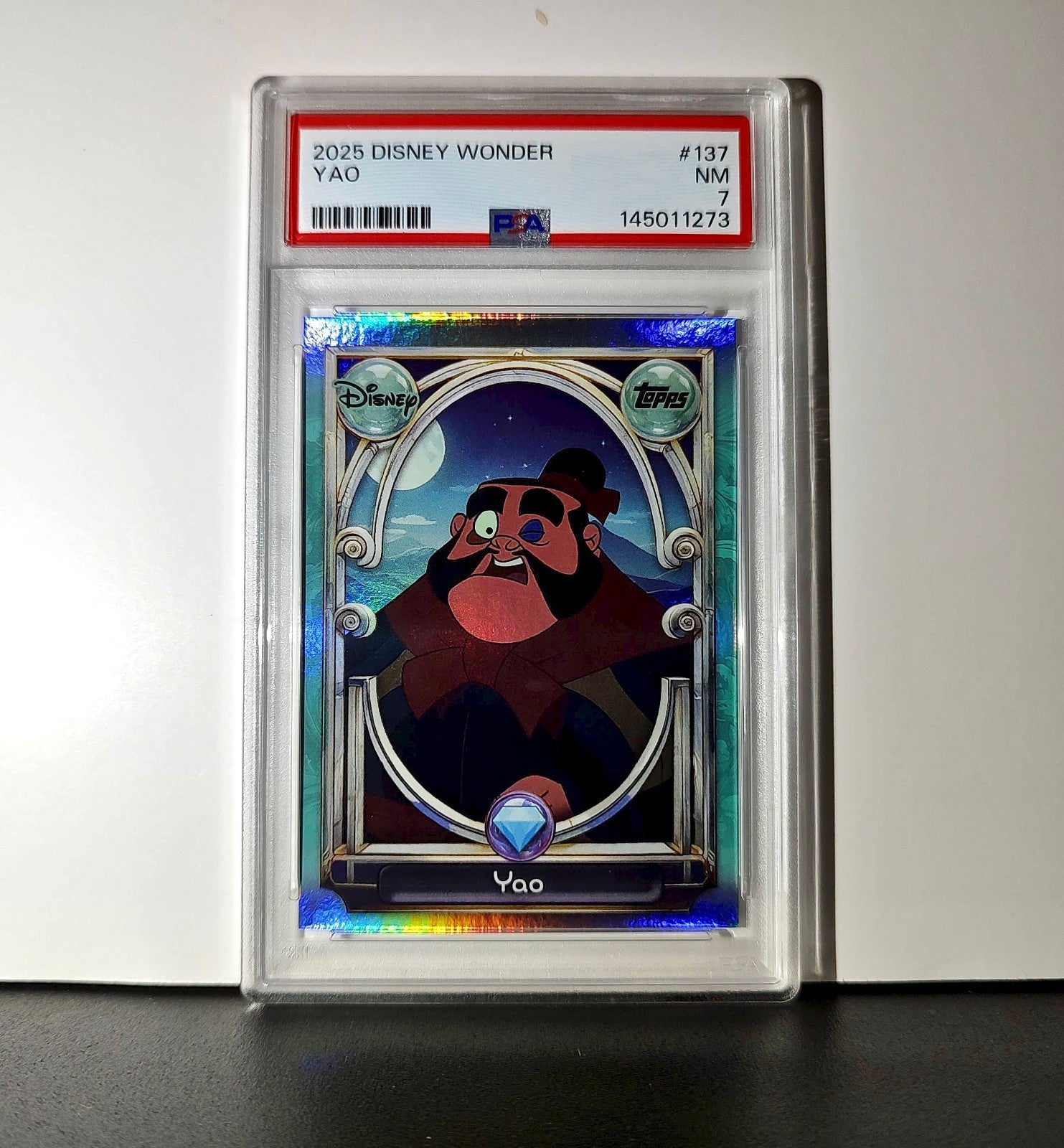 Yao 2025 Topps Disney Wonder #137 Diamond Card Mulan PSA 7