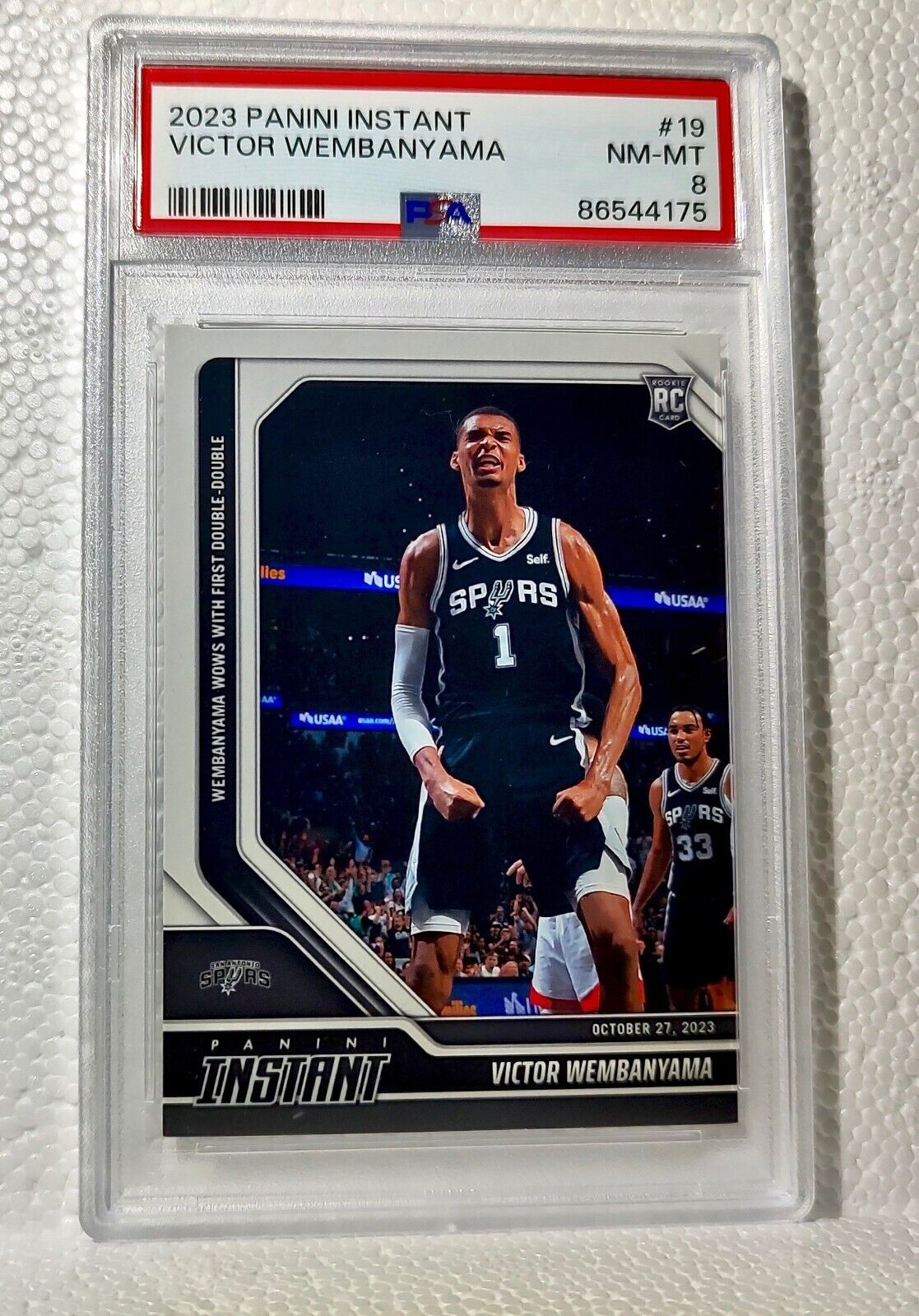 Victor Wembanyama 2023-24 Panini #19 NBA Rookie Card Spurs 1 of 18095 PSA 8 NM-M