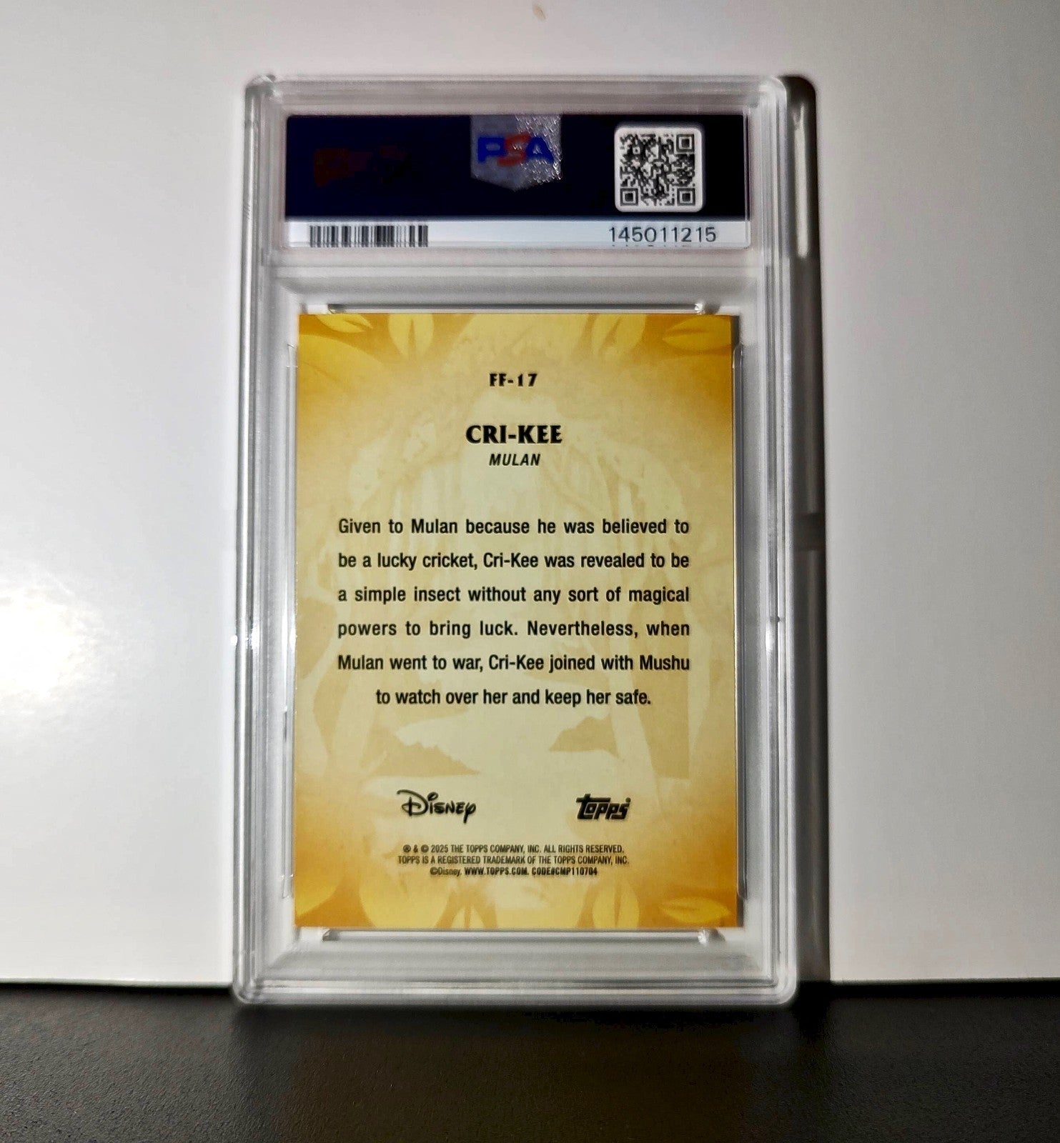 Cri-Kee 2025 Topps Disney #FF-17 Furry Friends Card Mulan PSA 9